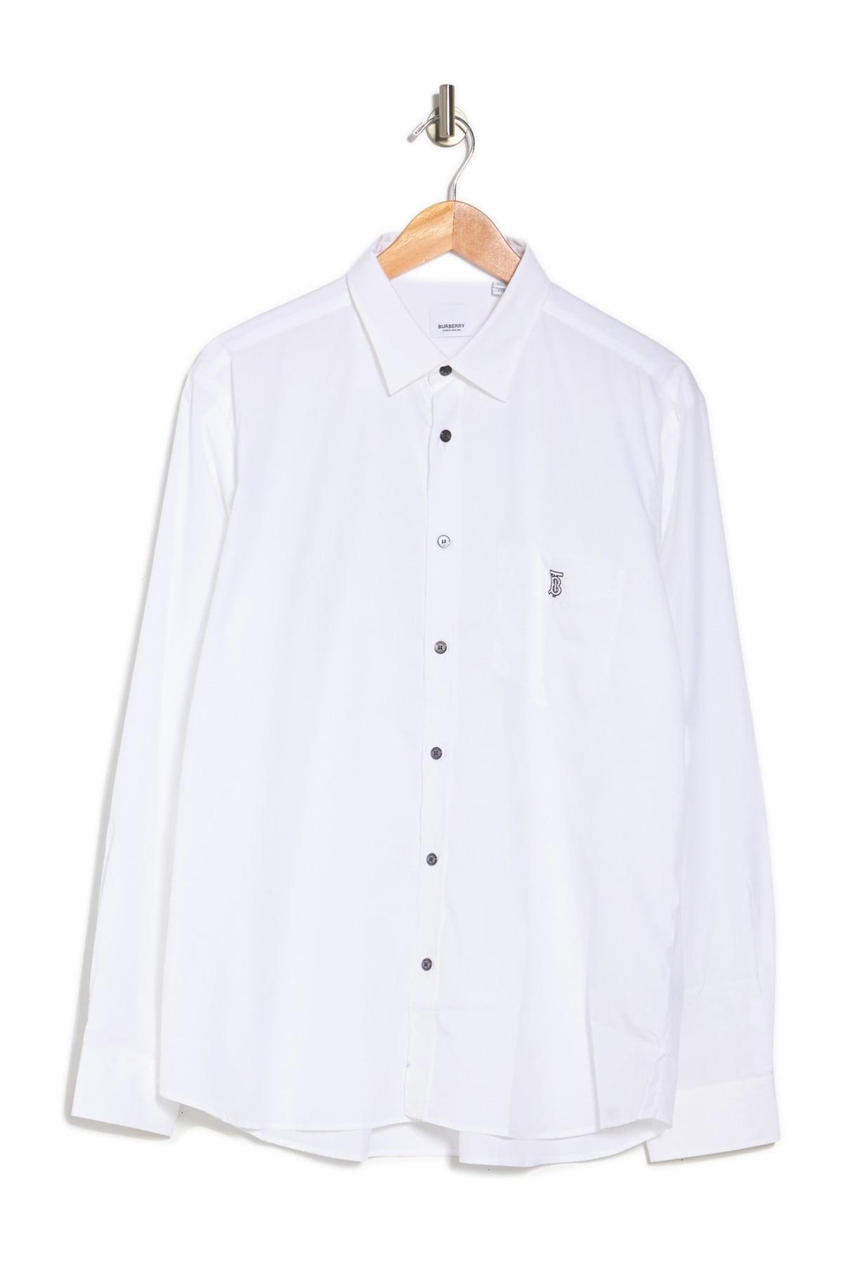 Burberry Monogram Motif Stretch Cotton Poplin Shirt in White for 