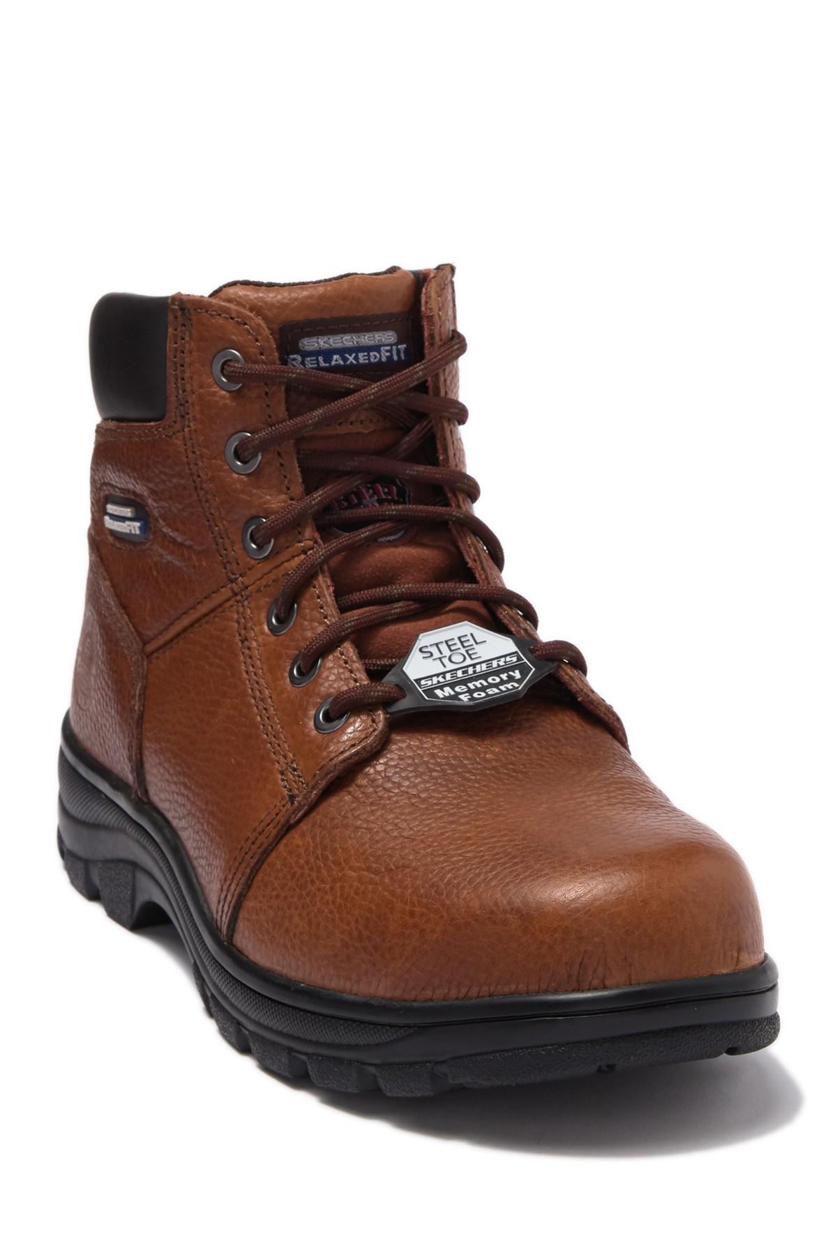Skechers Workshire Relaxed Fit Oil Resistant Leather Lug Boot in Brown for Men Lyst