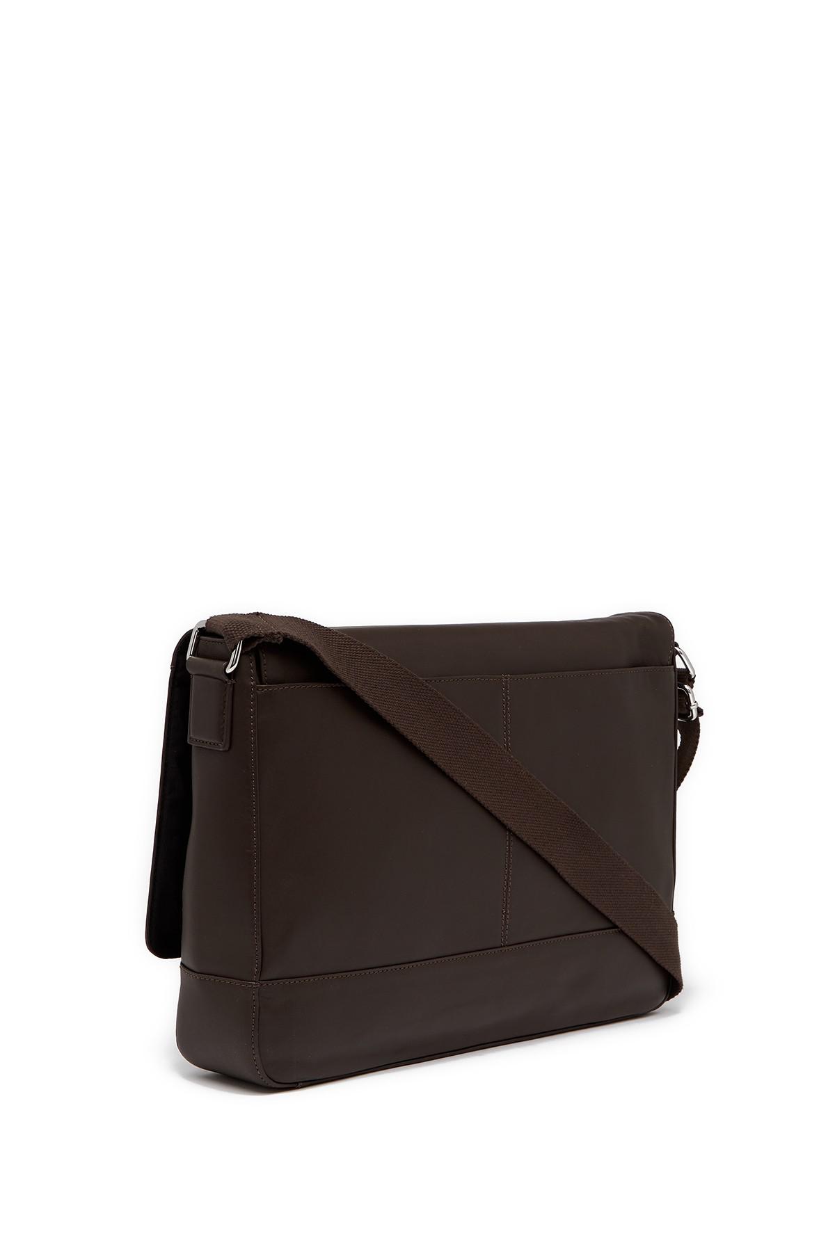 cole haan smooth leather messenger bag