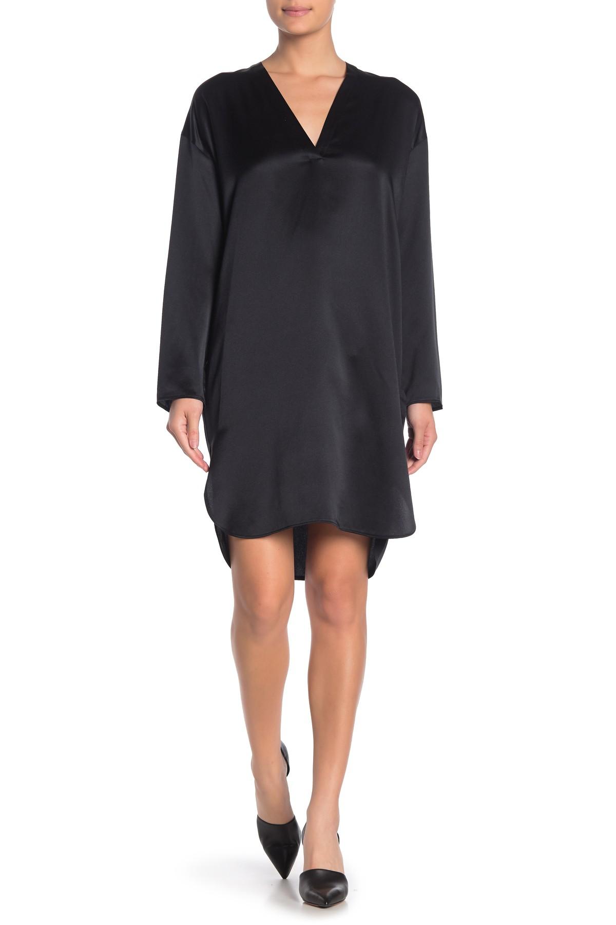 Vince Satin Silk Tunic Dress in Black Lyst