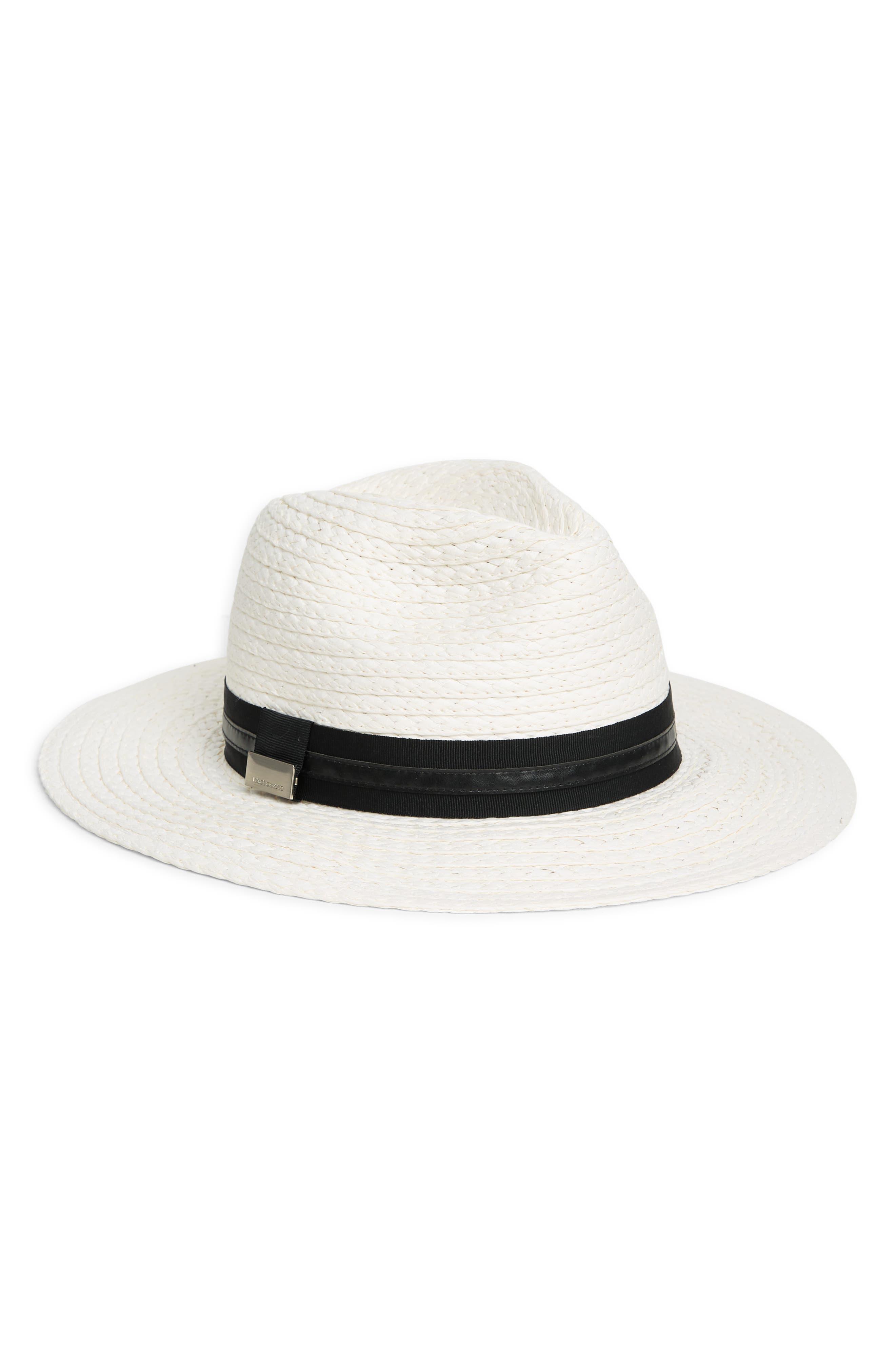 Vince Camuto Grossgrain Ribbon Woven Straw Hat in White Lyst