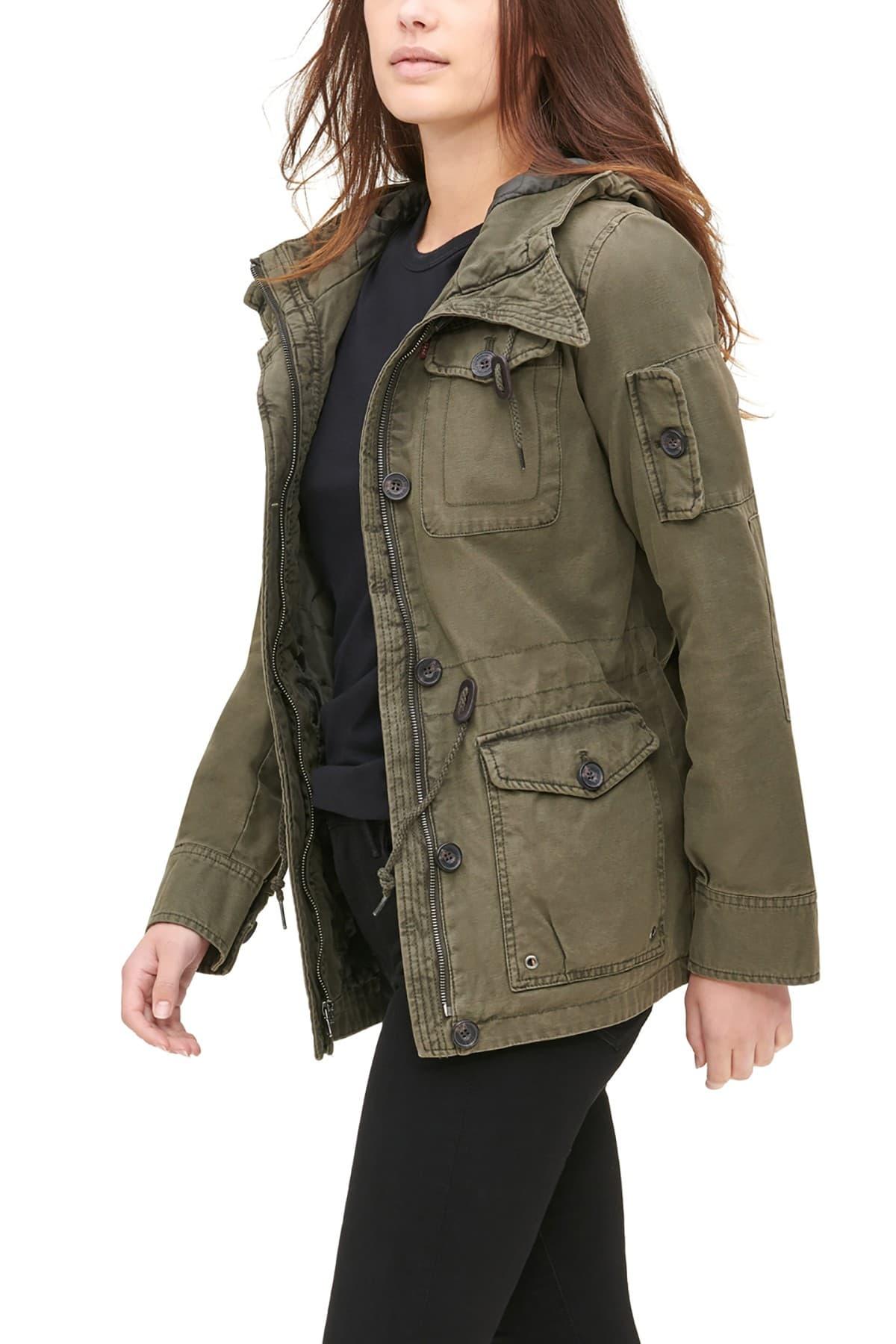 Levi's Cotton Hooded Military Jacket in Army Green (Green) | Lyst