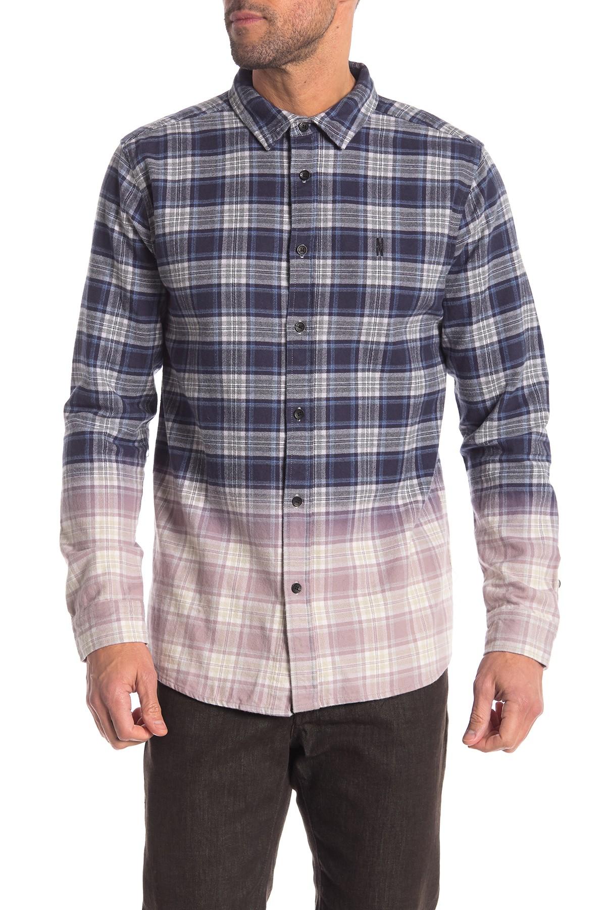 Ombre Bleach Dip Dye Plaid Shirt