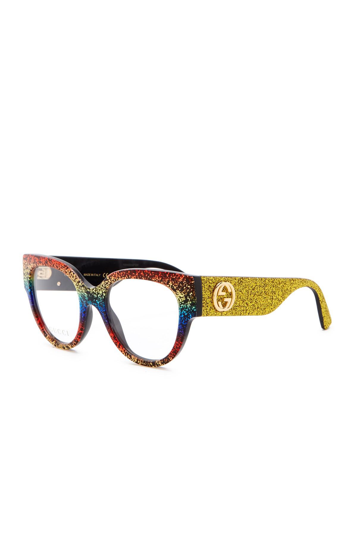 Gucci 50mm Rainbow Glitter Square Optical Frames | Lyst