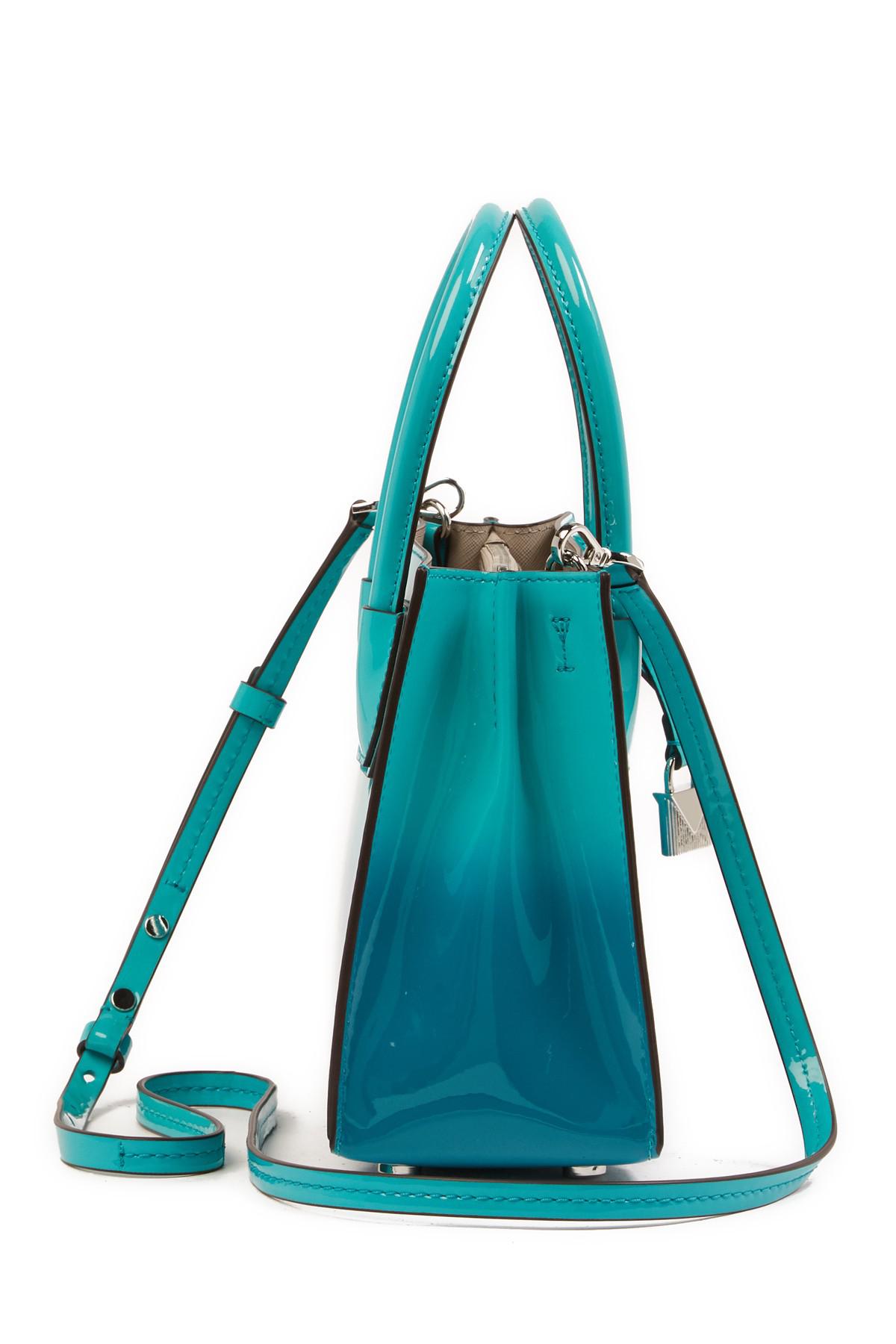 Ombre Canvas Tote Bag With Leather Handles Ocean Blue Ready 