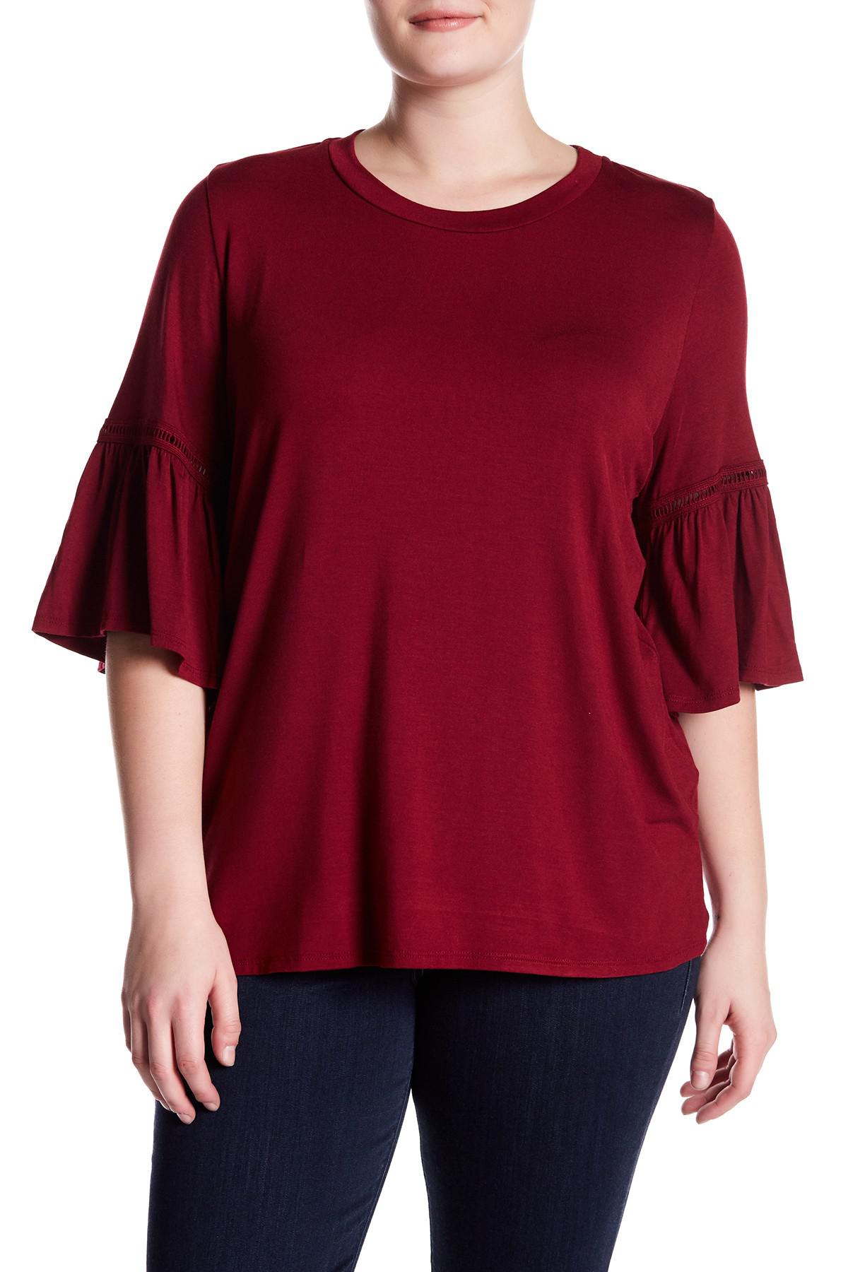 Lyst Blu Pepper Flutter Sleeve Tee (plus Size) in Red