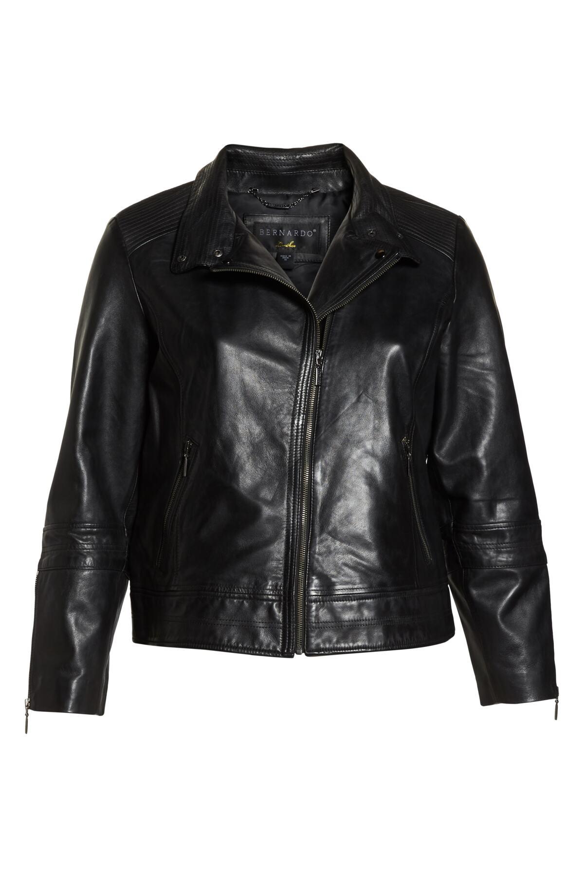 Bernardo Lambskin Leather Moto Jacket in Black Lyst