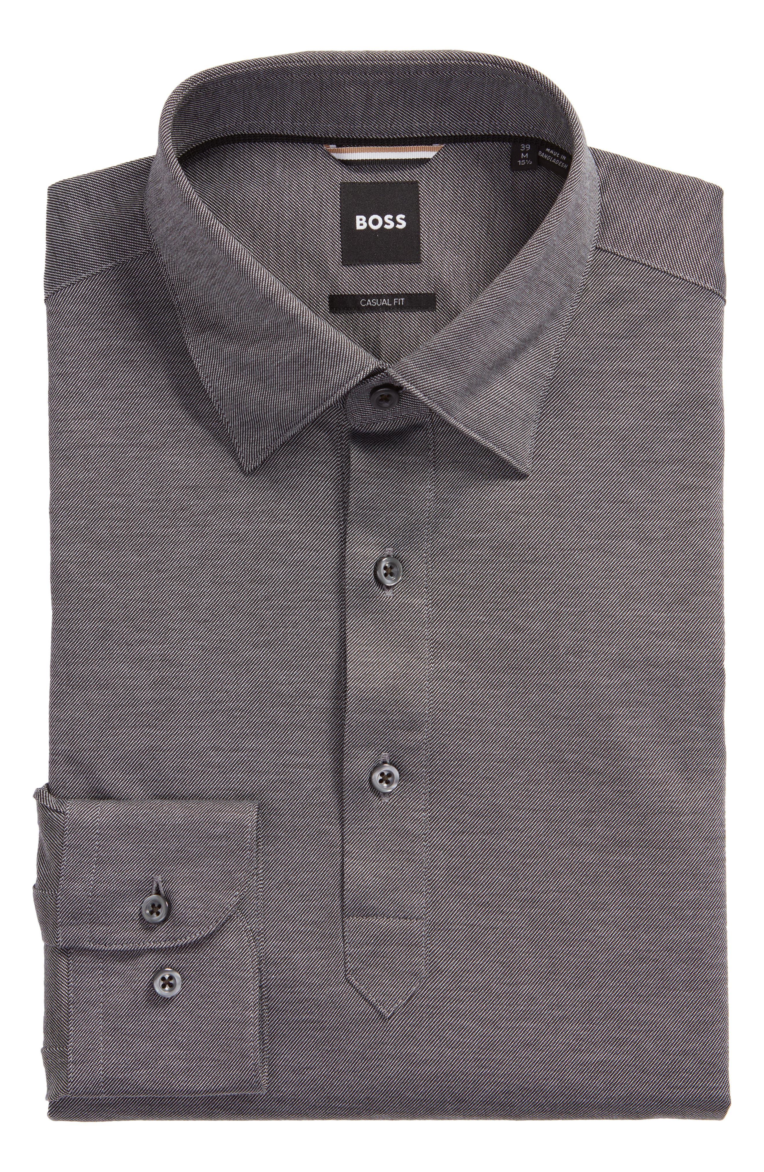 BOSS by HUGO BOSS Hank Casual Fit Solid Dress Shirt In Black At Nordstrom  Rack in Gray for Men | Lyst