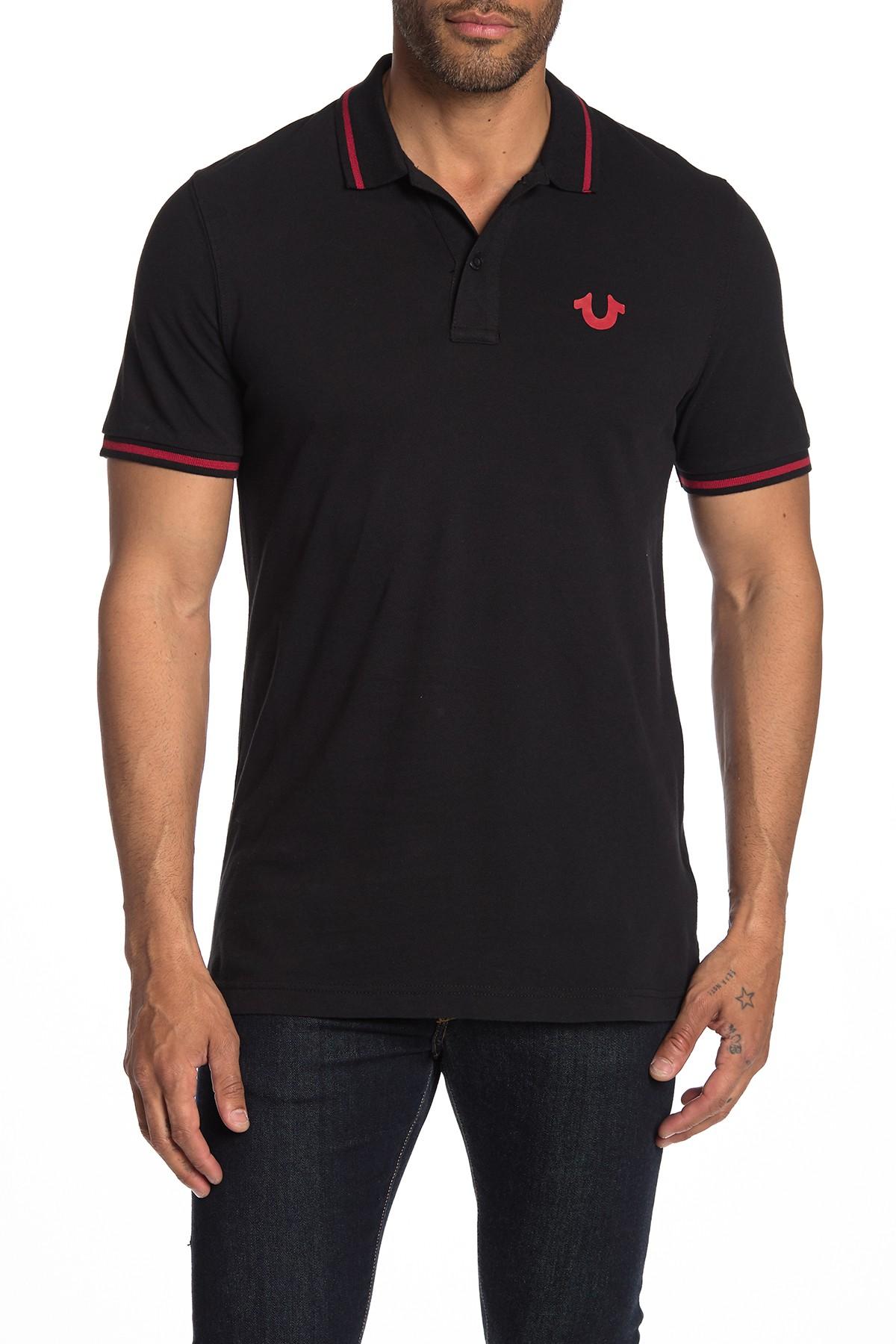True Religion Cotton Signature Print Polo Shirt in Black Red (Black) for Men Lyst