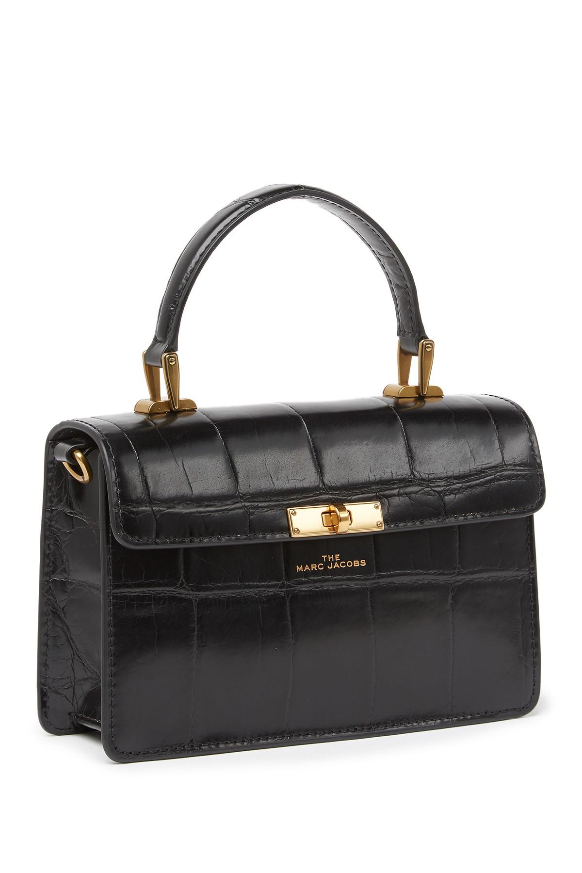 Marc Jacobs The Downtown Croc Embossed Leather Shoulder Bag in Black Lyst