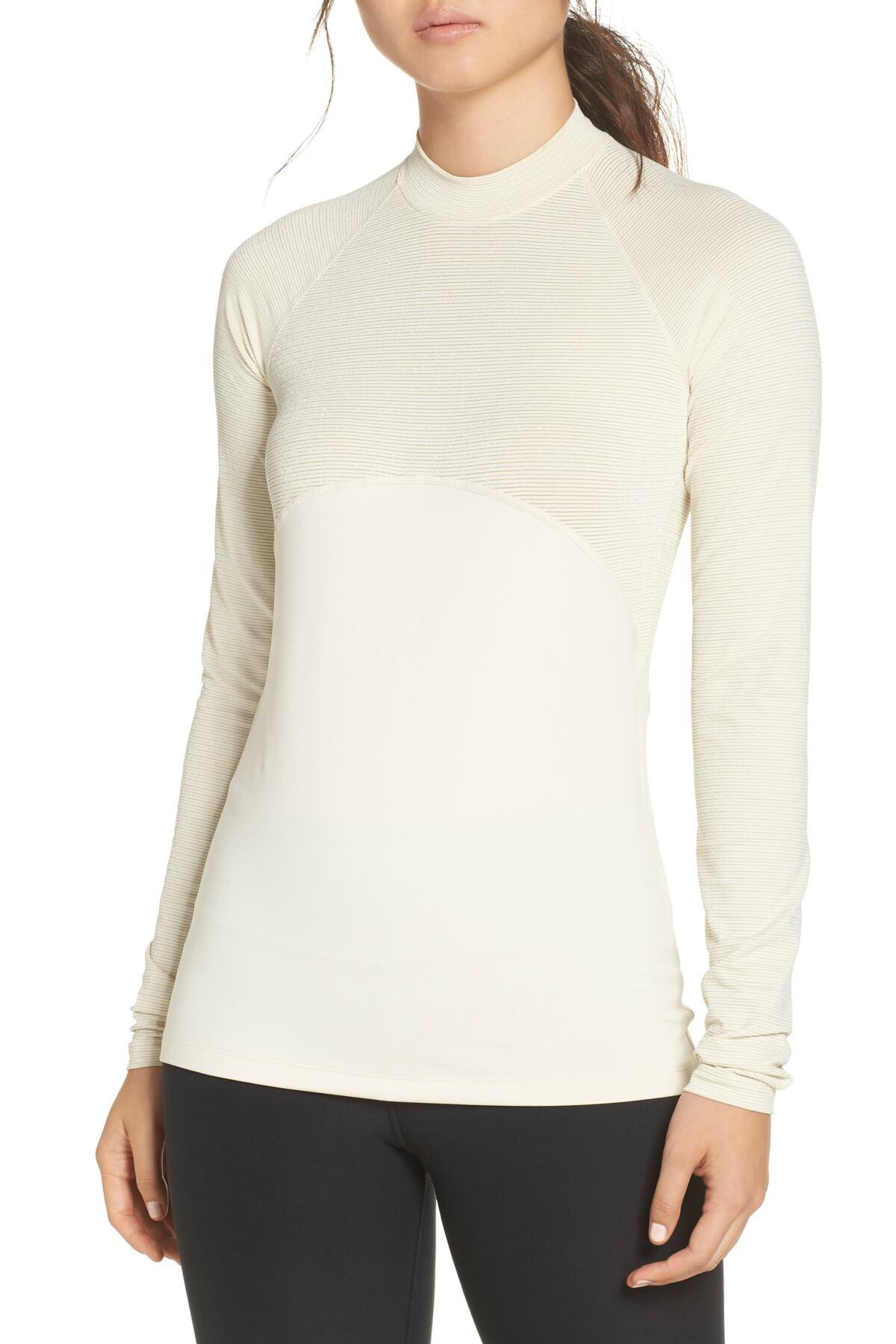 Nike Pro Warm Sparkle Long-sleeve Top in Light Cream (Natural) - Lyst