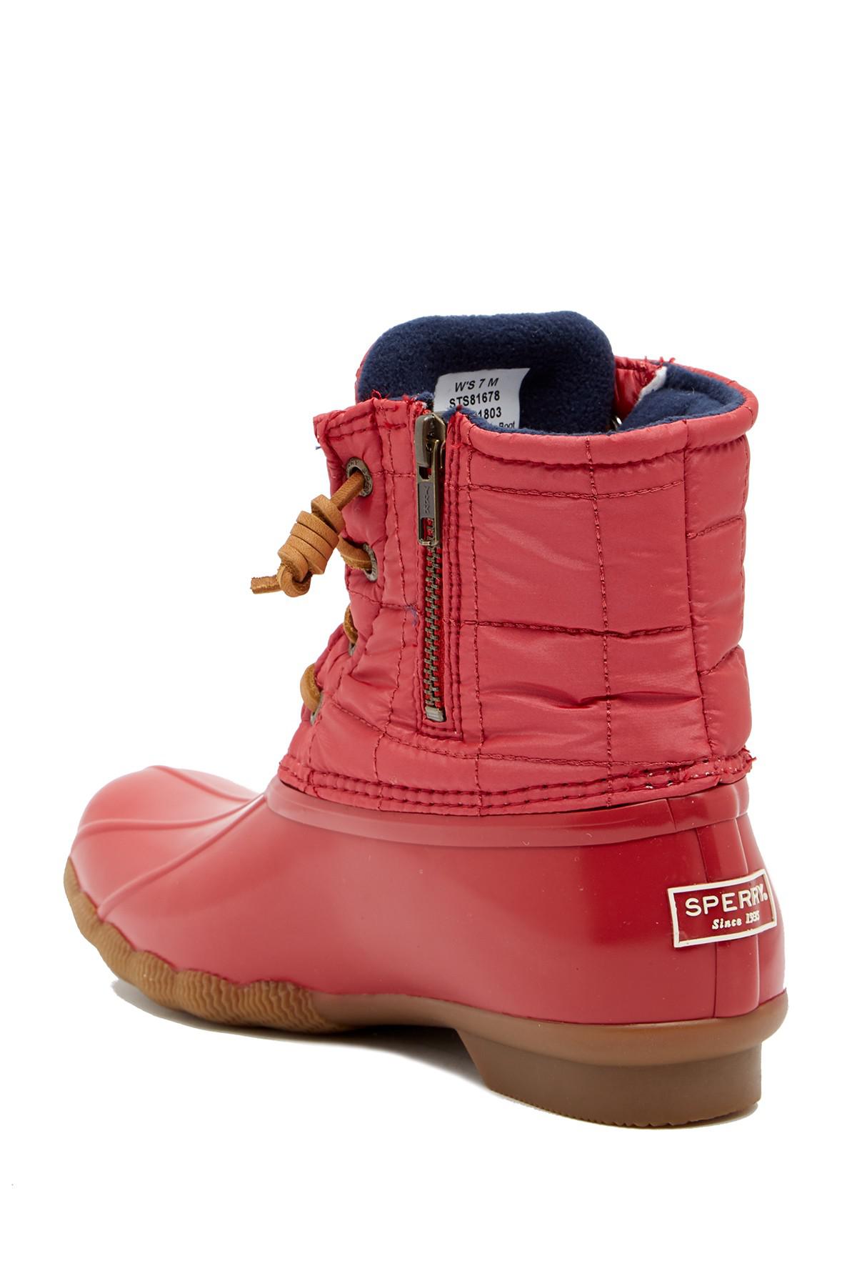 sperry saltwater shiny quilted waterproof boot