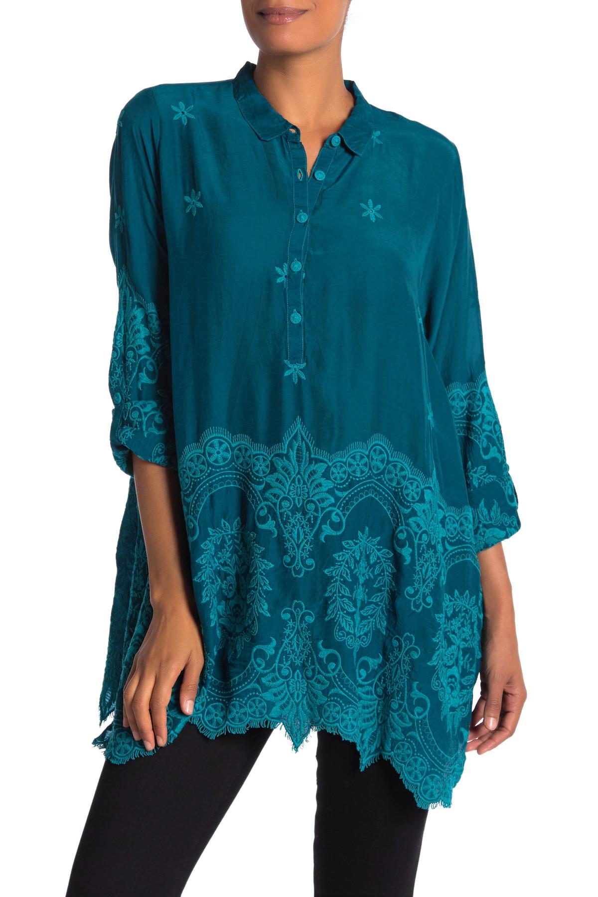 Johnny Was Love Tonal Embroidered Tunic in Blue - Lyst