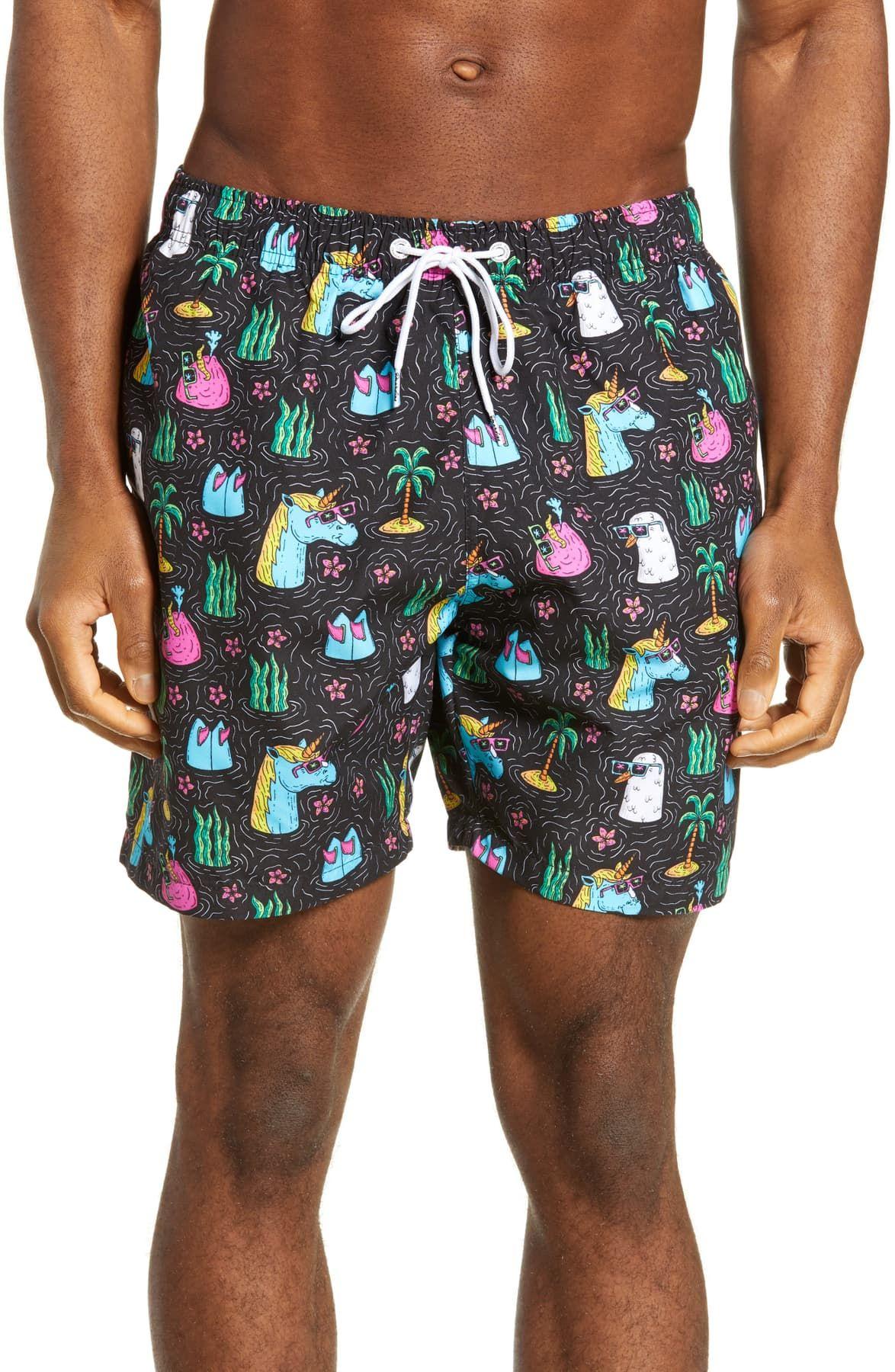 Mens Pink Unicorn Summer Holiday Quick-Drying Swim Trunks Beach Shorts Board Shorts 