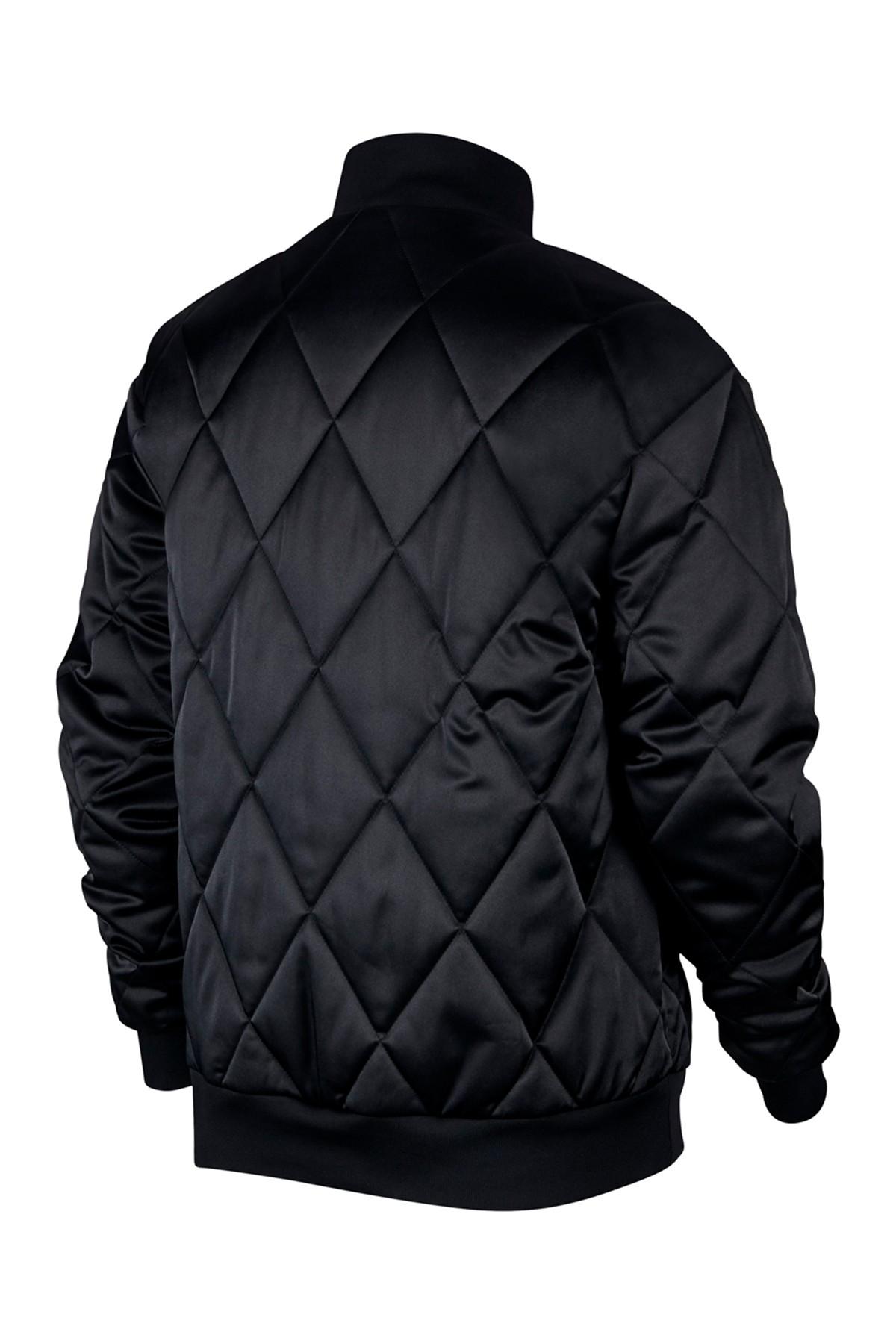 Nike Air Quilted Satin Jacket in Black | Lyst