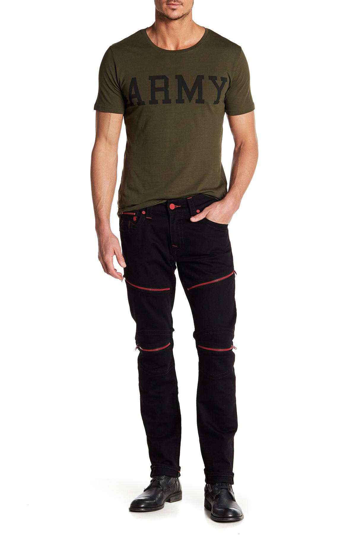 True Religion Zipper Moto Skinny Jeans in Black for Men | Lyst