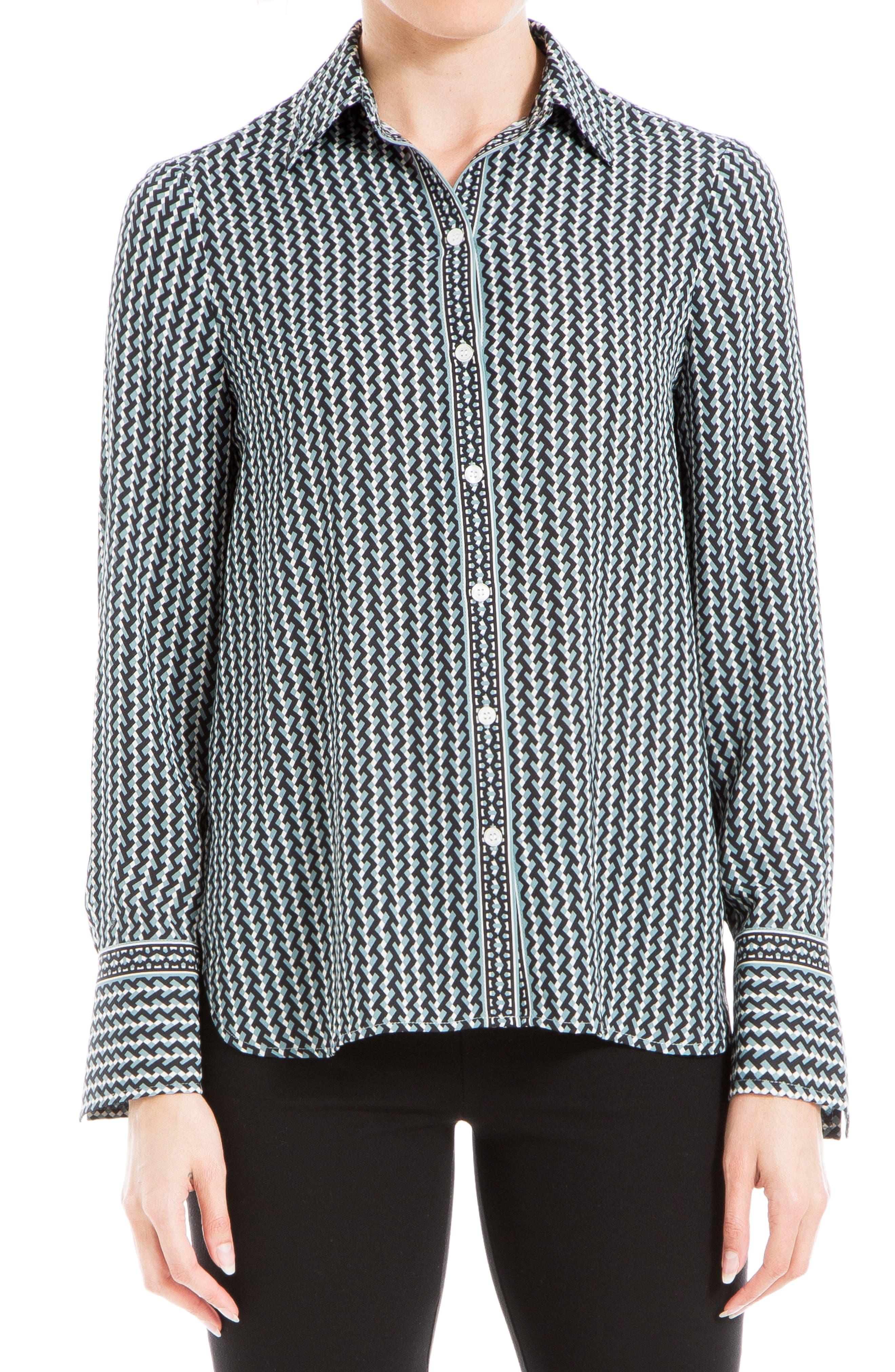 Max Studio Printed Long Sleeve Buttonup Shirt in Gray Lyst