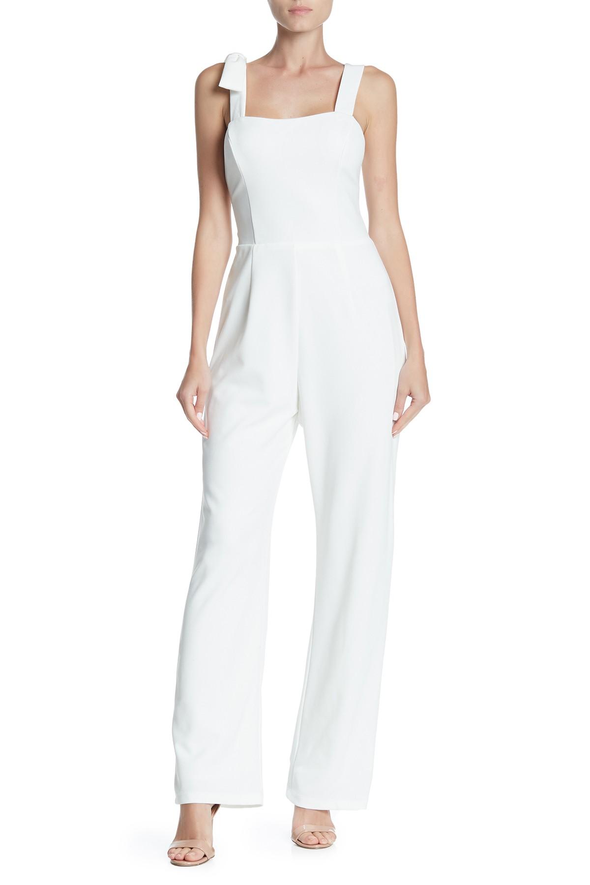 Marina Synthetic Sleeveless Bow Jumpsuit in Ivory (White) - Lyst