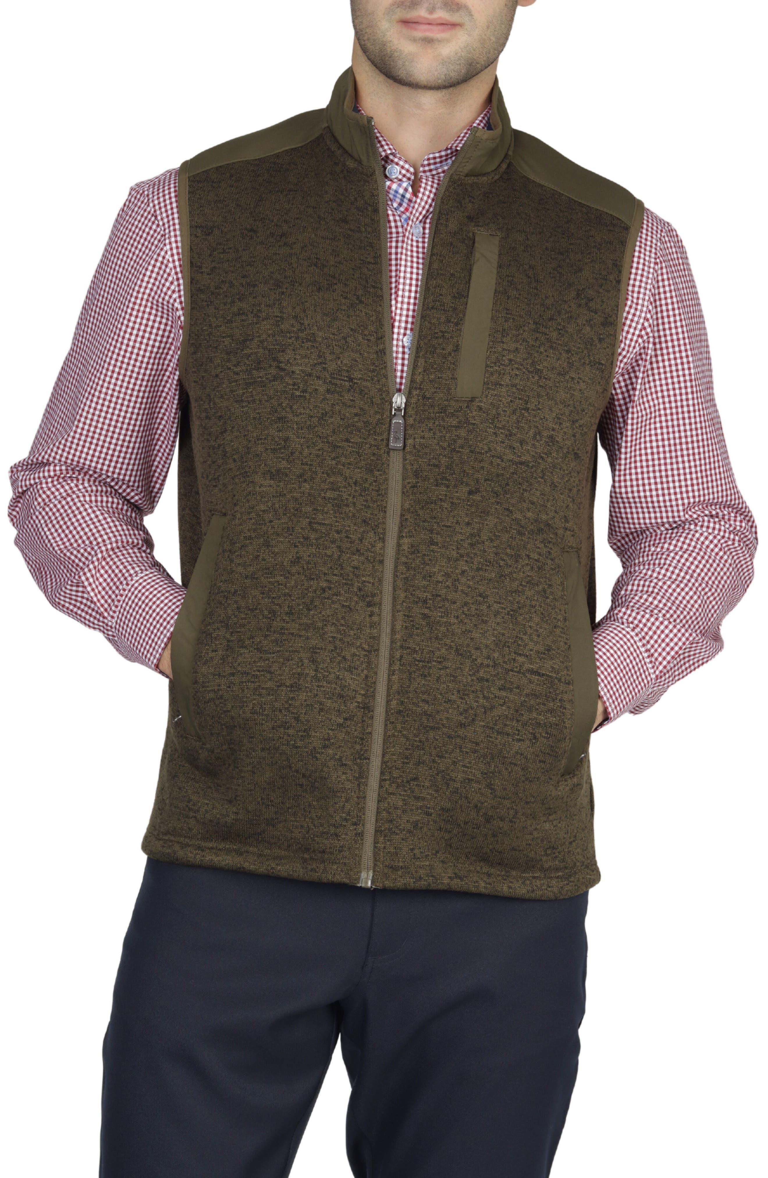 Tailorbyrd Melange Performance Fleece Zip Vest in Brown for Men | Lyst