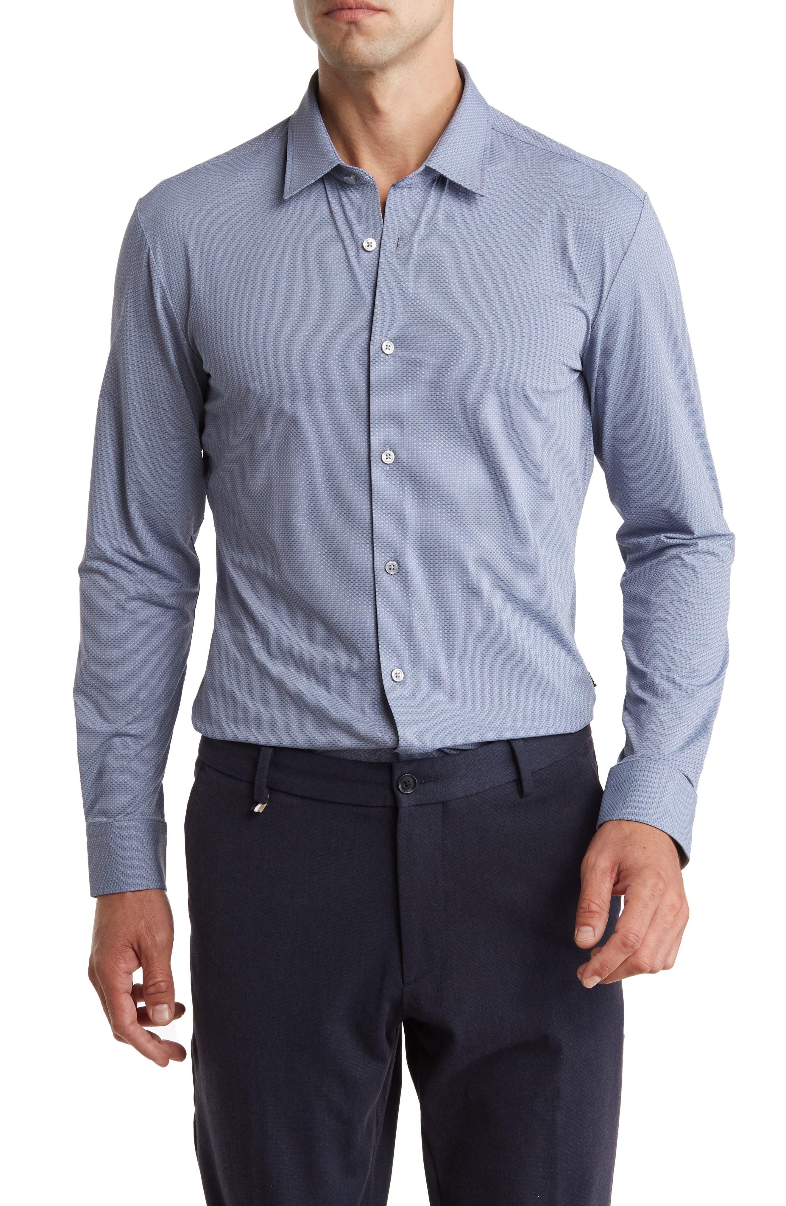 BOSS by HUGO BOSS Roan Long Sleeve Slim Fit Stretch Buttonup Shirt in
