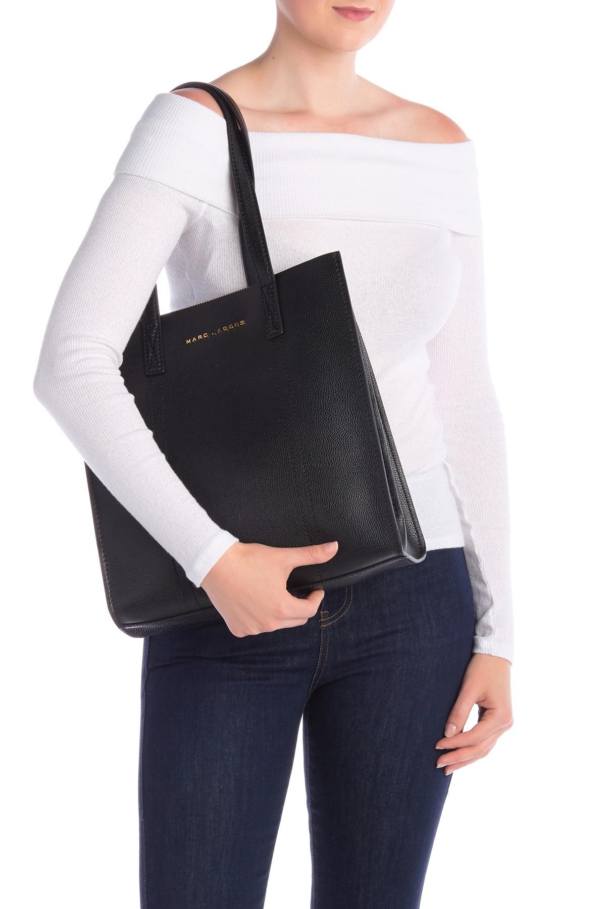 marc jacobs black leather tote