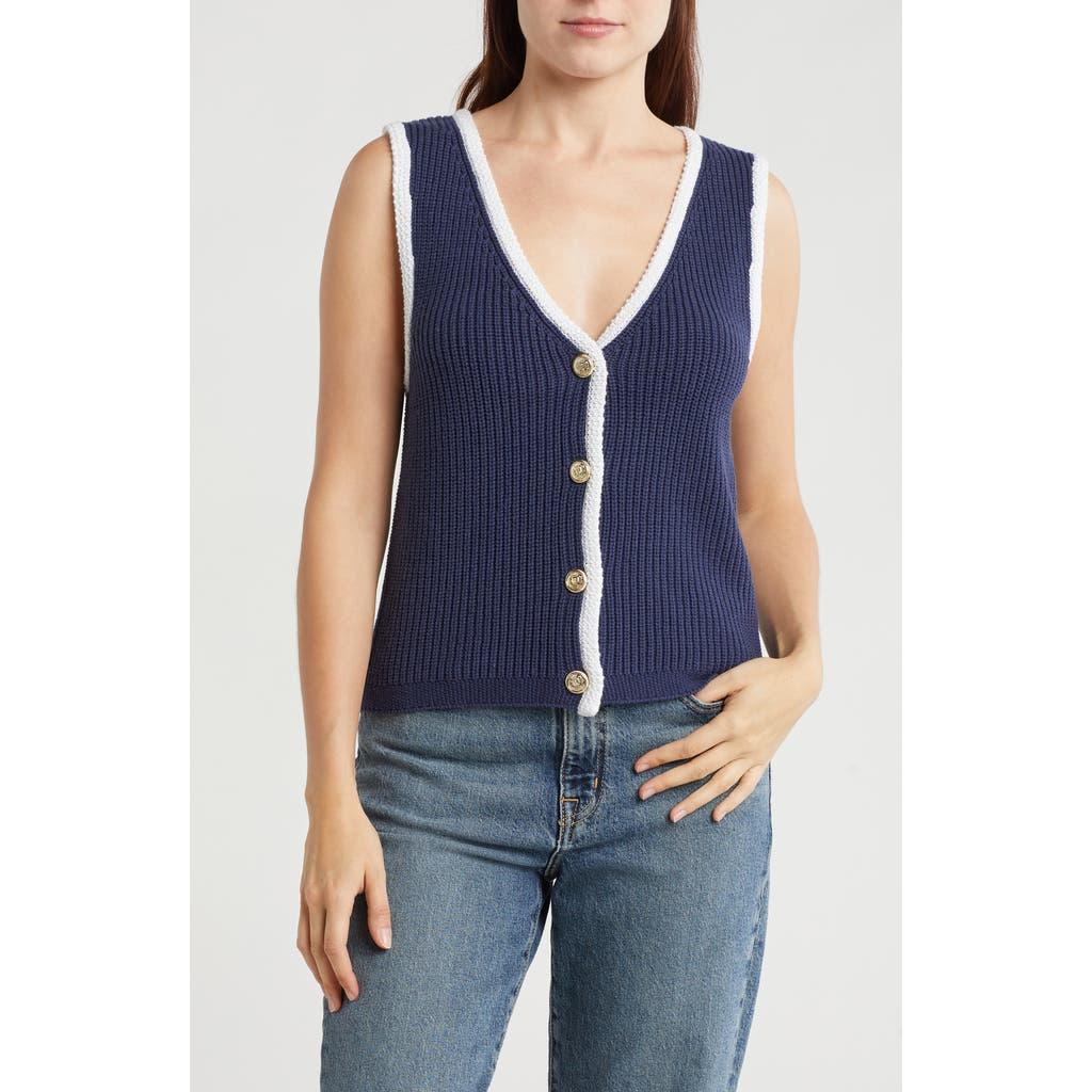 Vigoss Button Front Sweater Vest in Blue Lyst