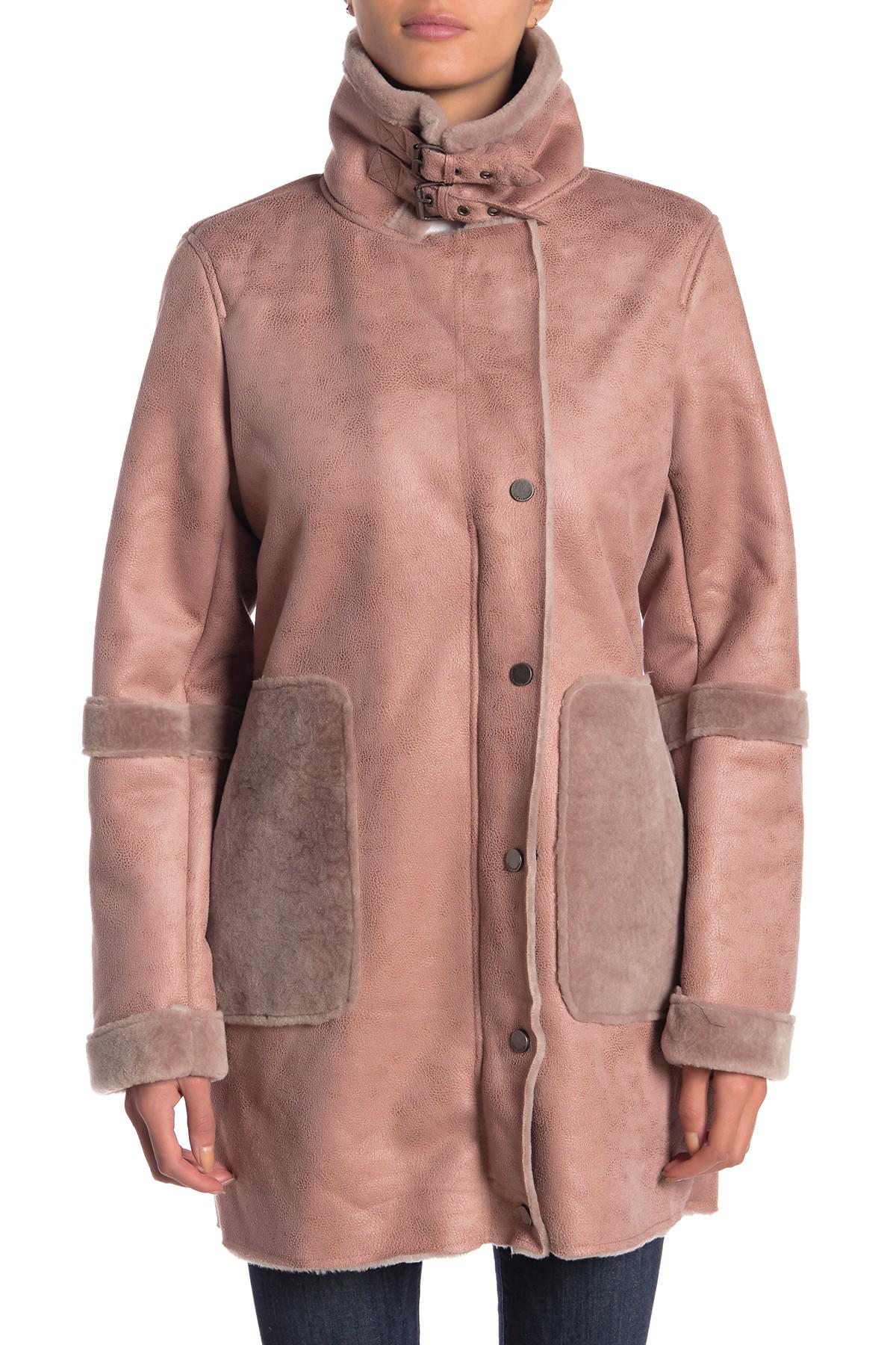 lucky brand faux fur trench coat