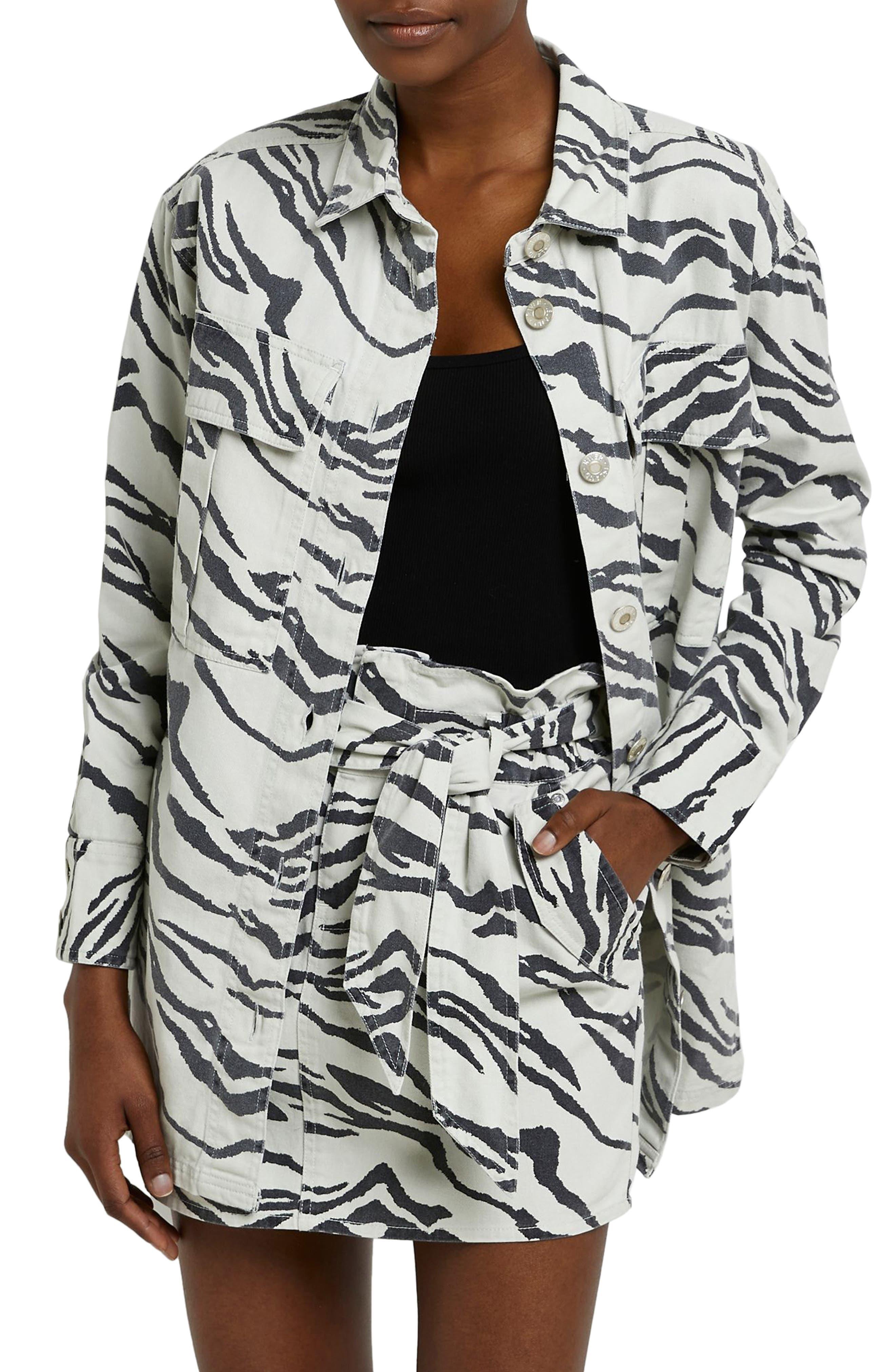 River Island Zebra Print Shacket in Black Lyst
