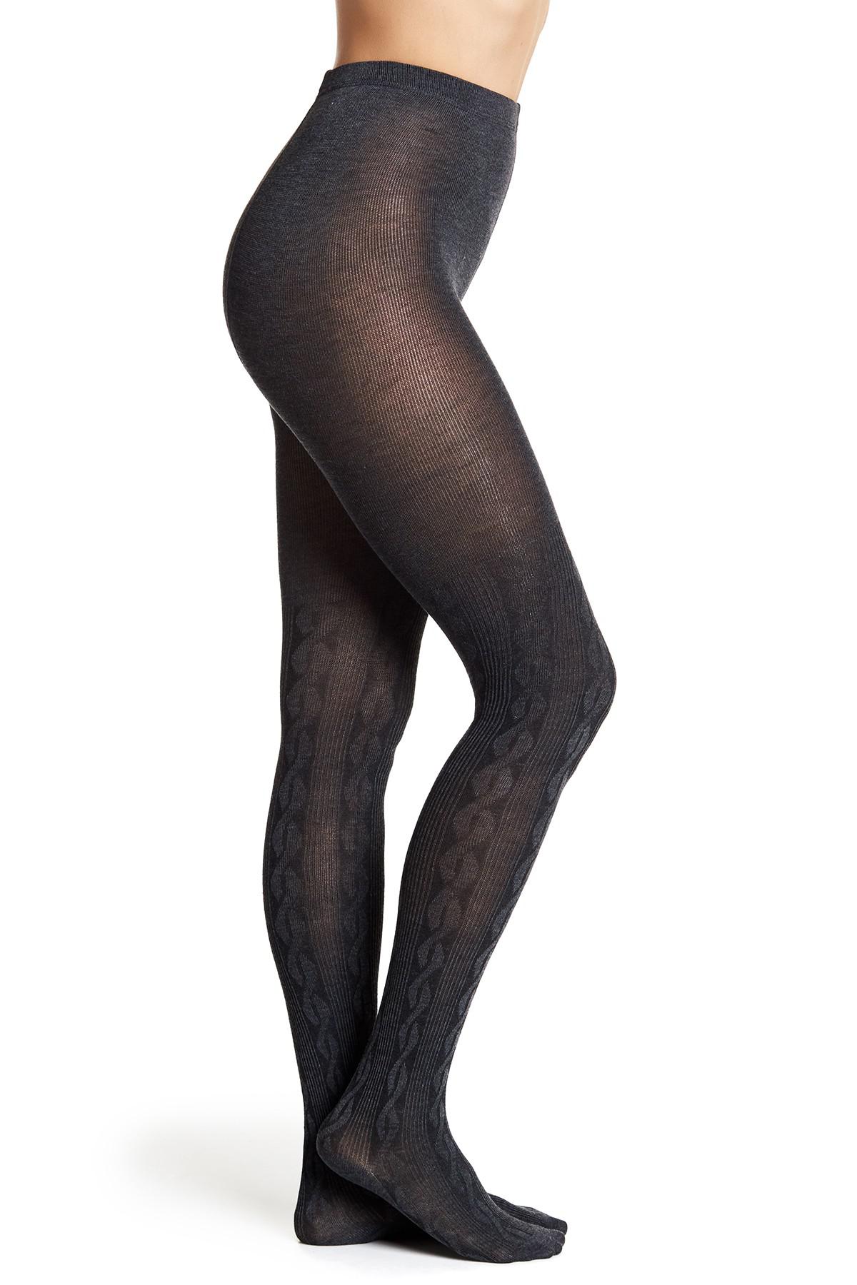 Lyst Hue Cable Sweater Tights in Black
