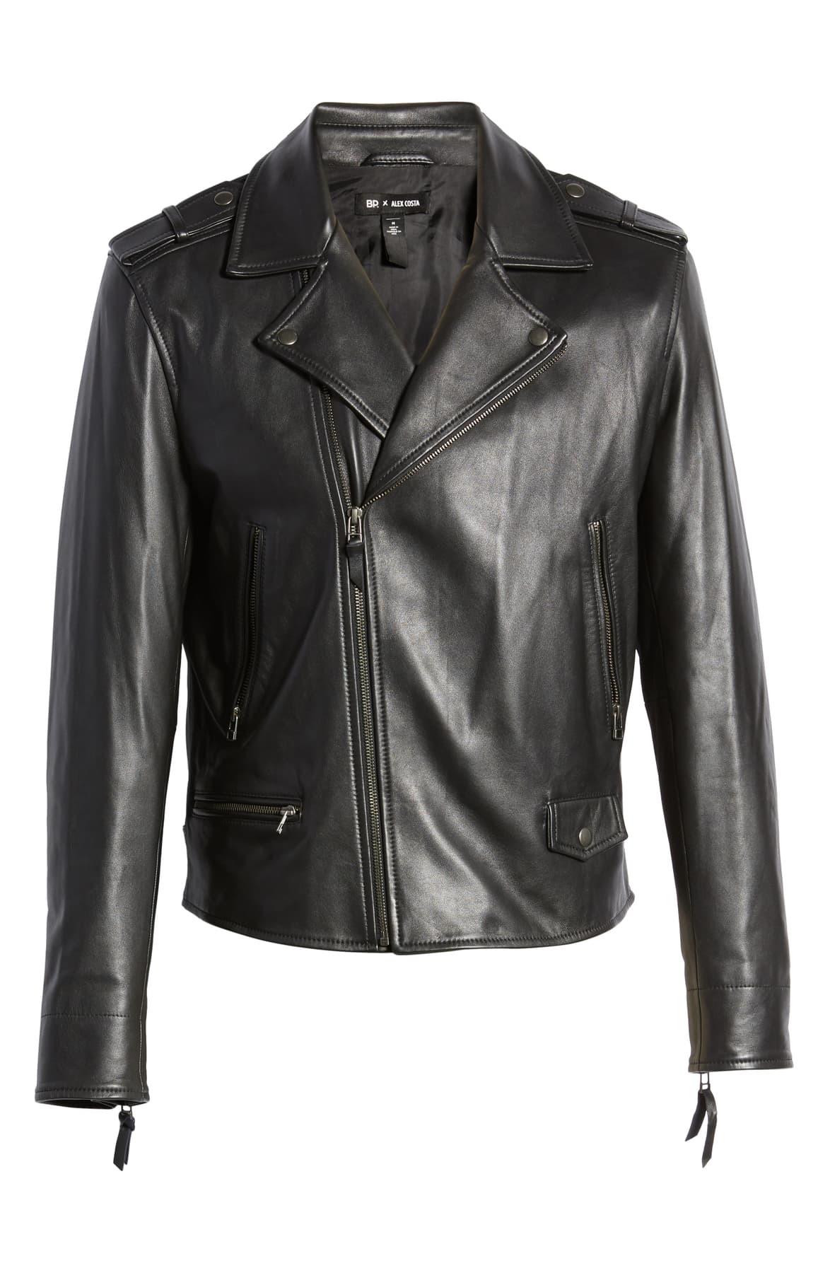 BP. X Alex Costa Leather Moto Jacket in Black for Men - Lyst