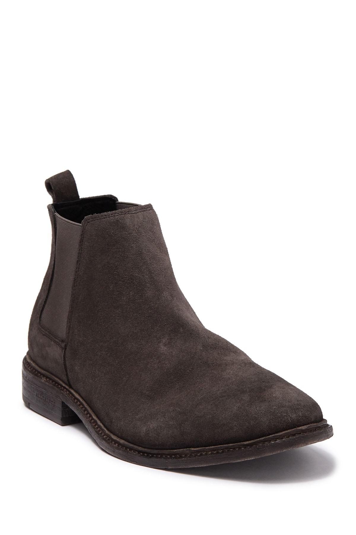 AllSaints Rook Washed Suede Chelsea Boot in Charcoal Grey (Gray) for