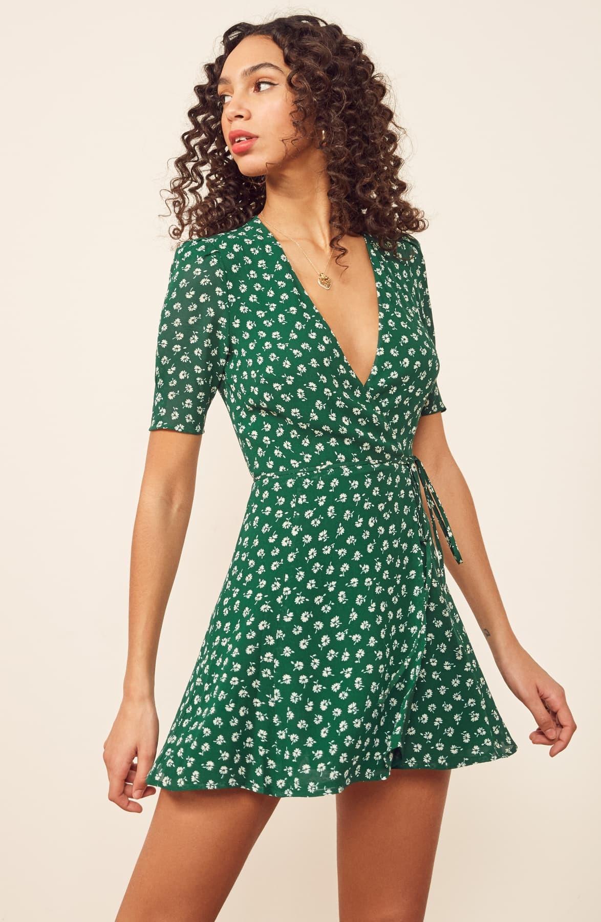 Reformation Lucky Wrap Dress in Green ...