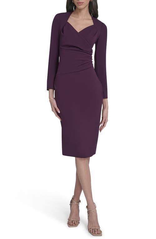 Calvin Klein Stretch Crepe Midi Sheath Dress in Purple | Lyst