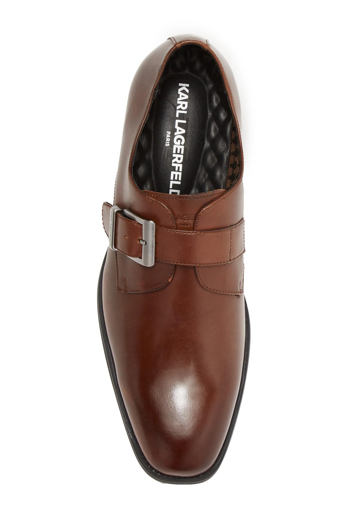 Karl Lagerfeld Monkstrap Leather Dress Shoe in Cognac (Brown) for Men