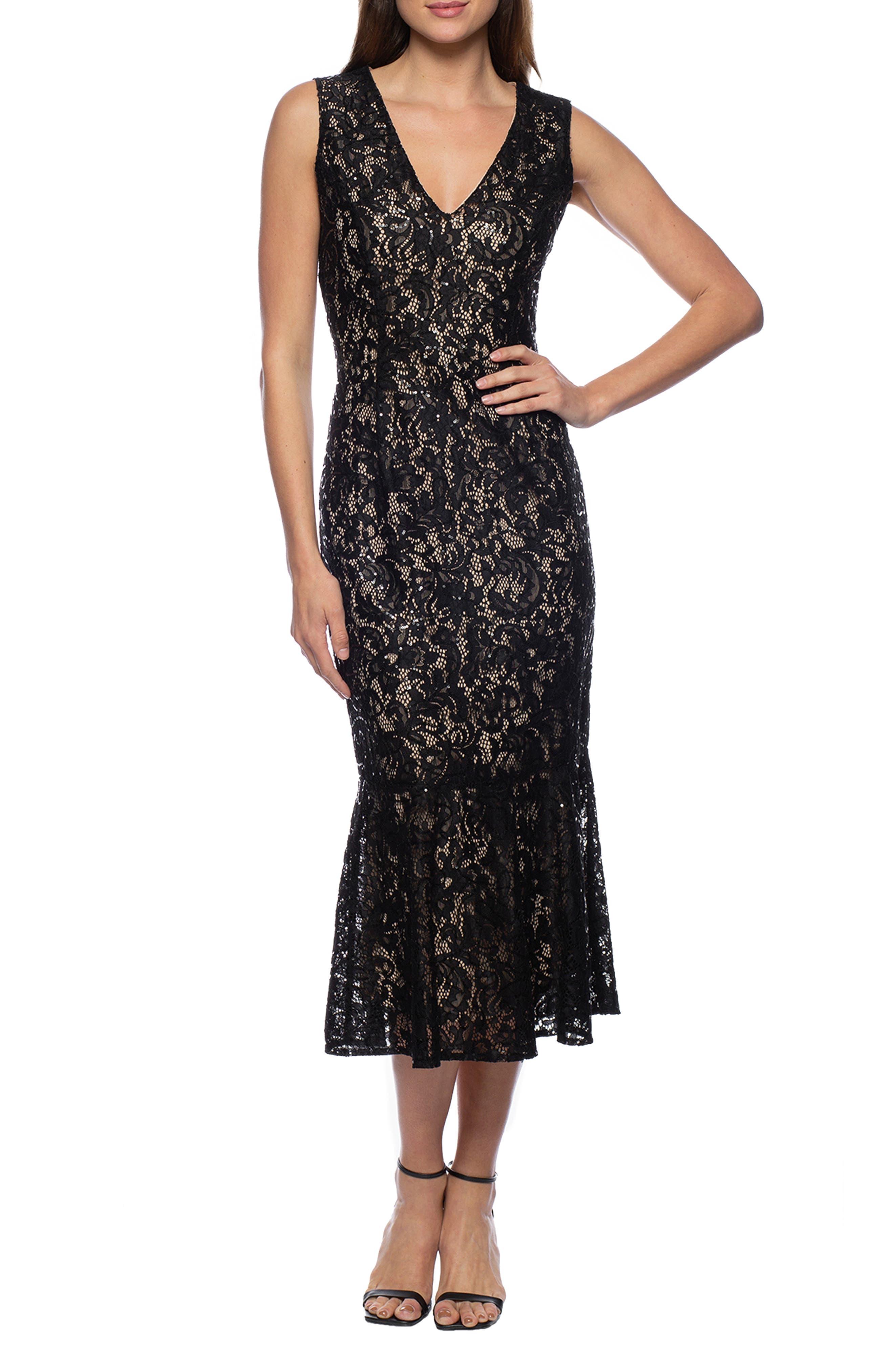 Marina V Neck Lace Dress