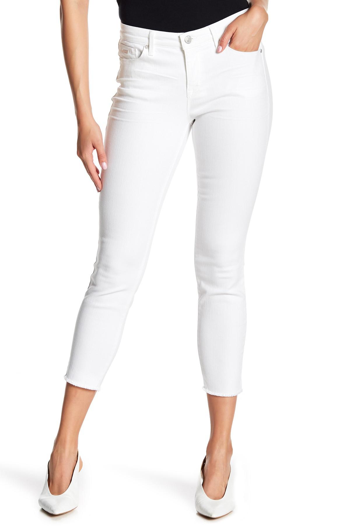Nine West Gramercy Frayed Hem Skinny Crop Jeans in White Lyst