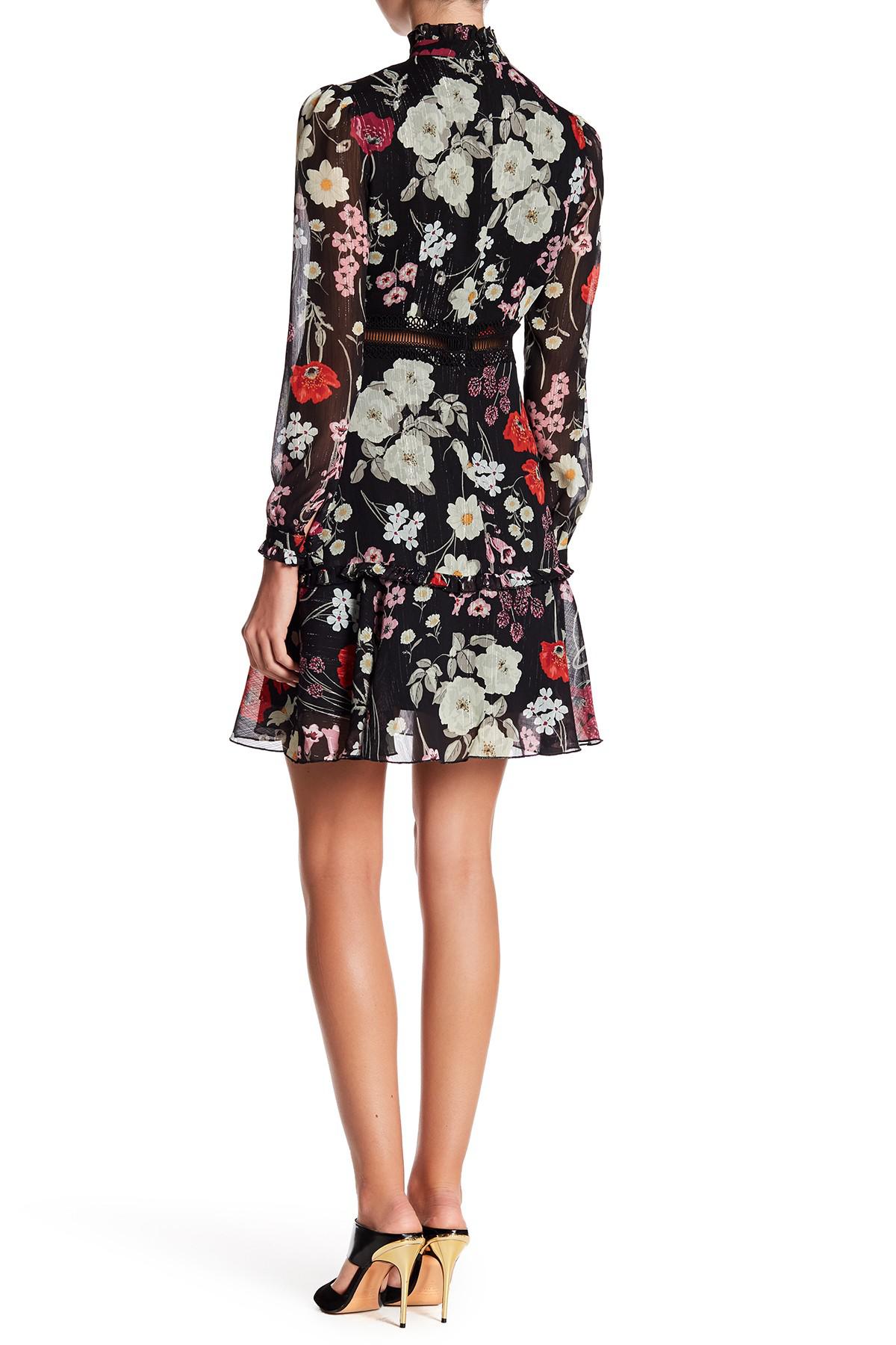 ruffle mock neck dress