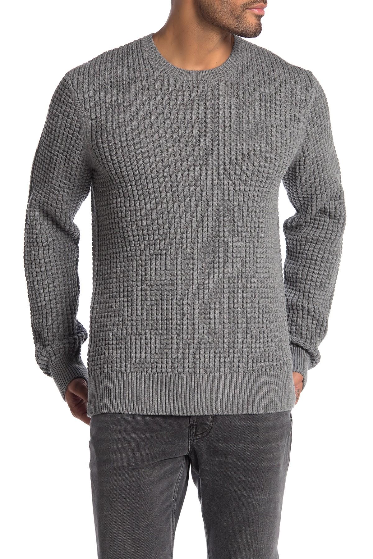 AllSaints Argg Waffle Knit Sweater in Gray for Men