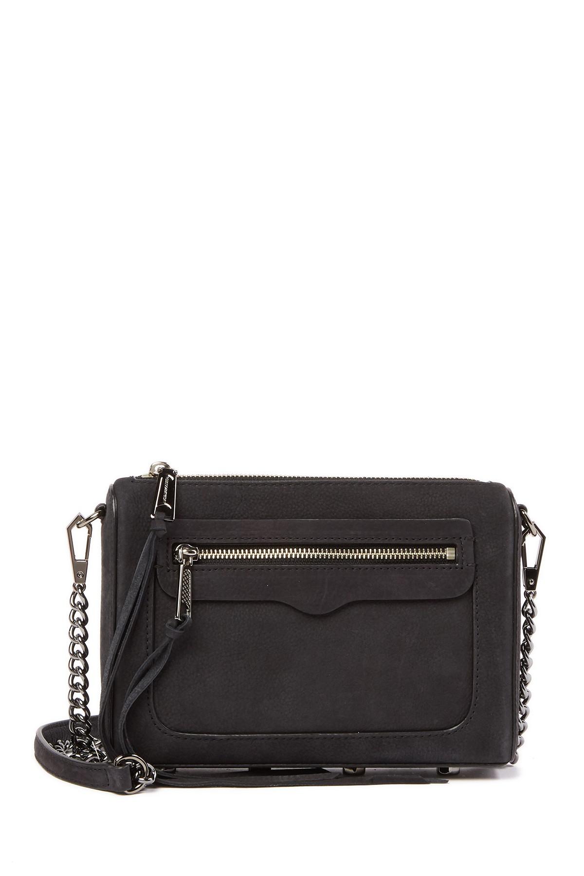 Rebecca Minkoff Avery Nubuck Leather Crossbody Bag in Black Lyst