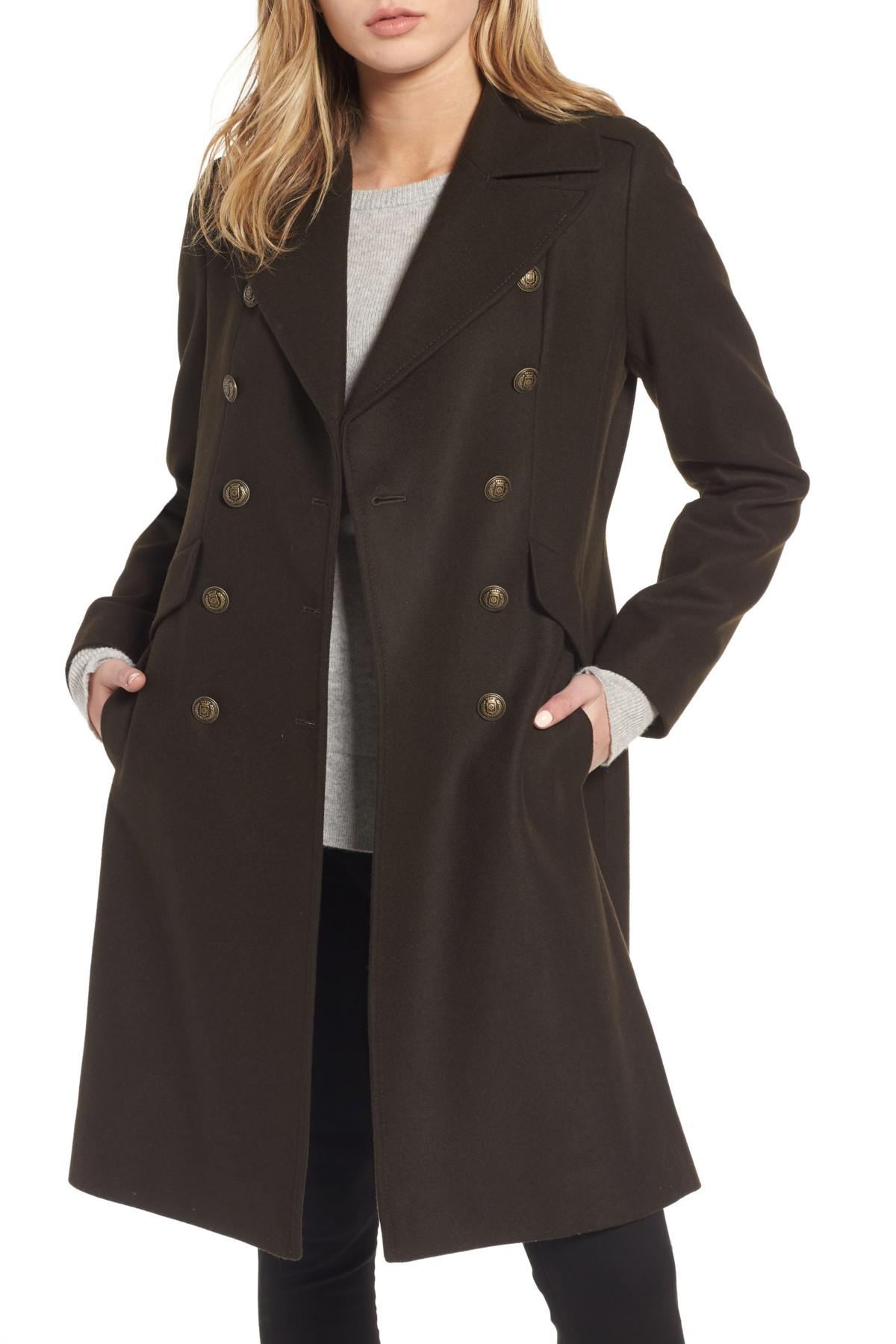 French Connection Long Wool Blend Military Coat Lyst