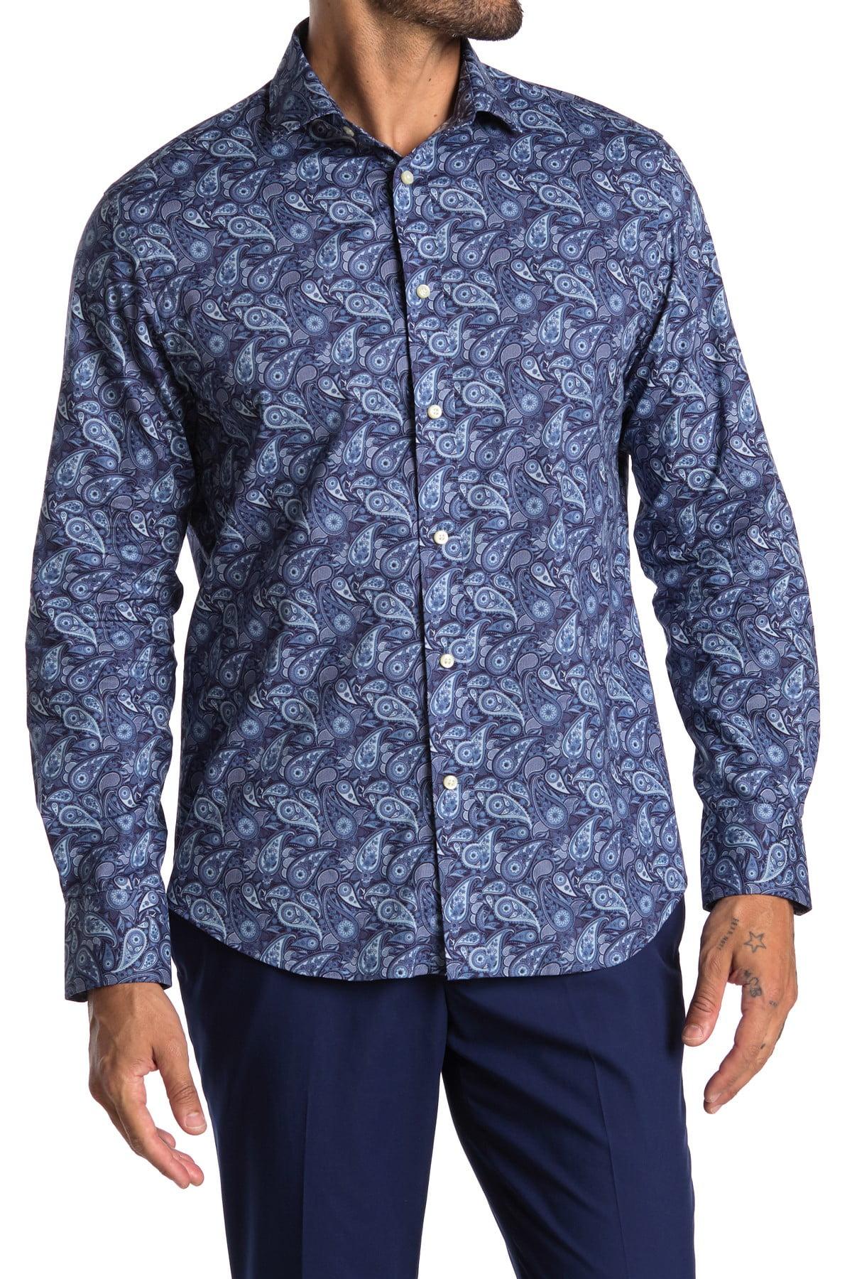 Thomas Dean Paisley Print Dress Shirt in Navy (Blue) for Men - Lyst