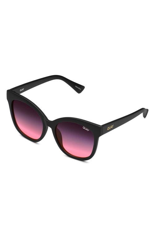 Quay Black Cat-Eye Staycation Sunglasses with Pink Gradient Lenses QUAY Staycation 57mm Polarized Cat Eye Sunglasses | Nordstrom main image 2