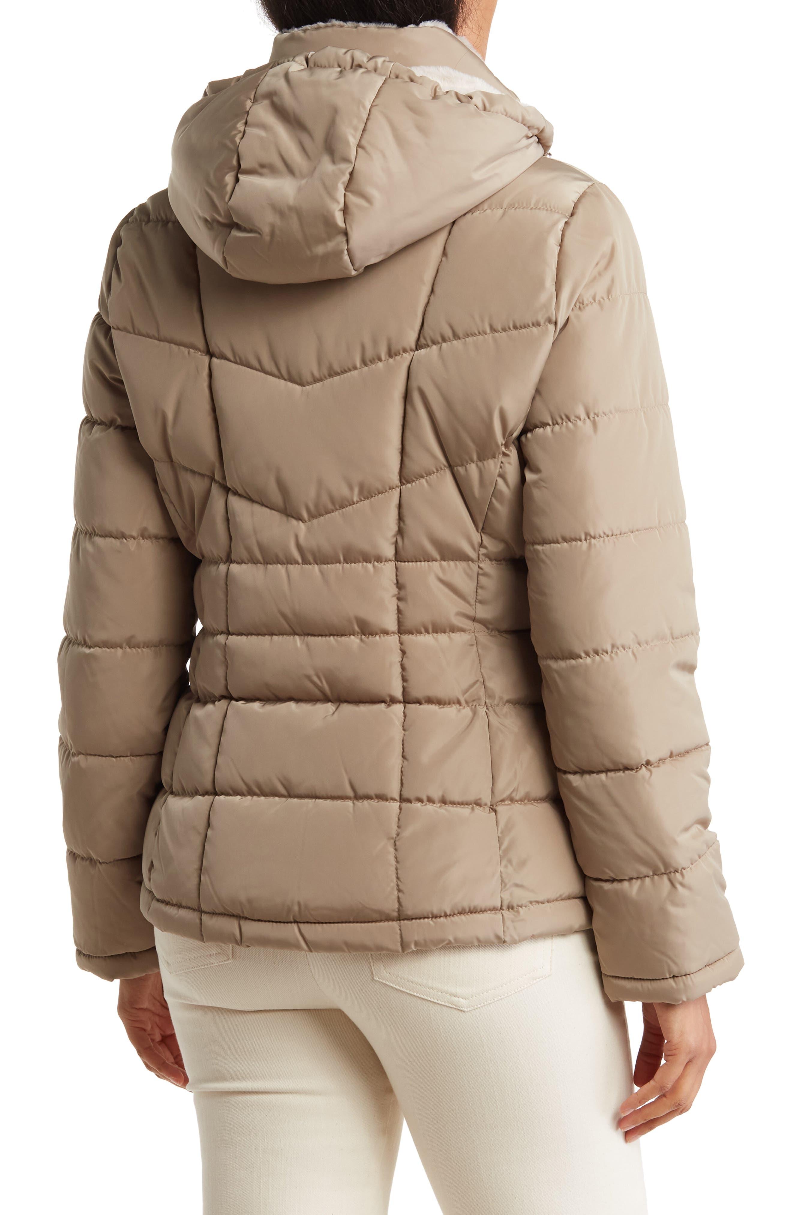 Calvin klein faux fur trim water resistant puffer coat cheap