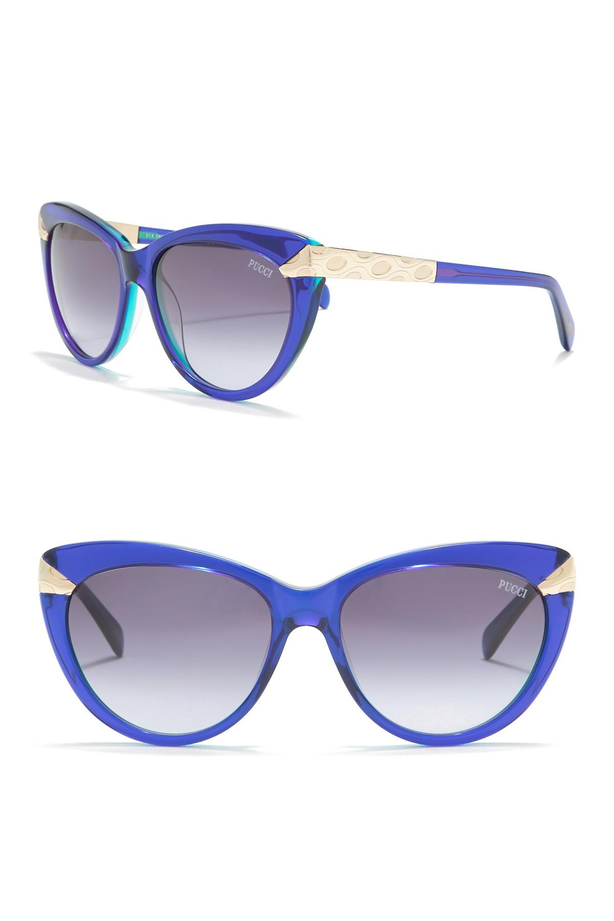 Emilio Pucci 56mm Cat Eye Sunglasses in Blue - Lyst
