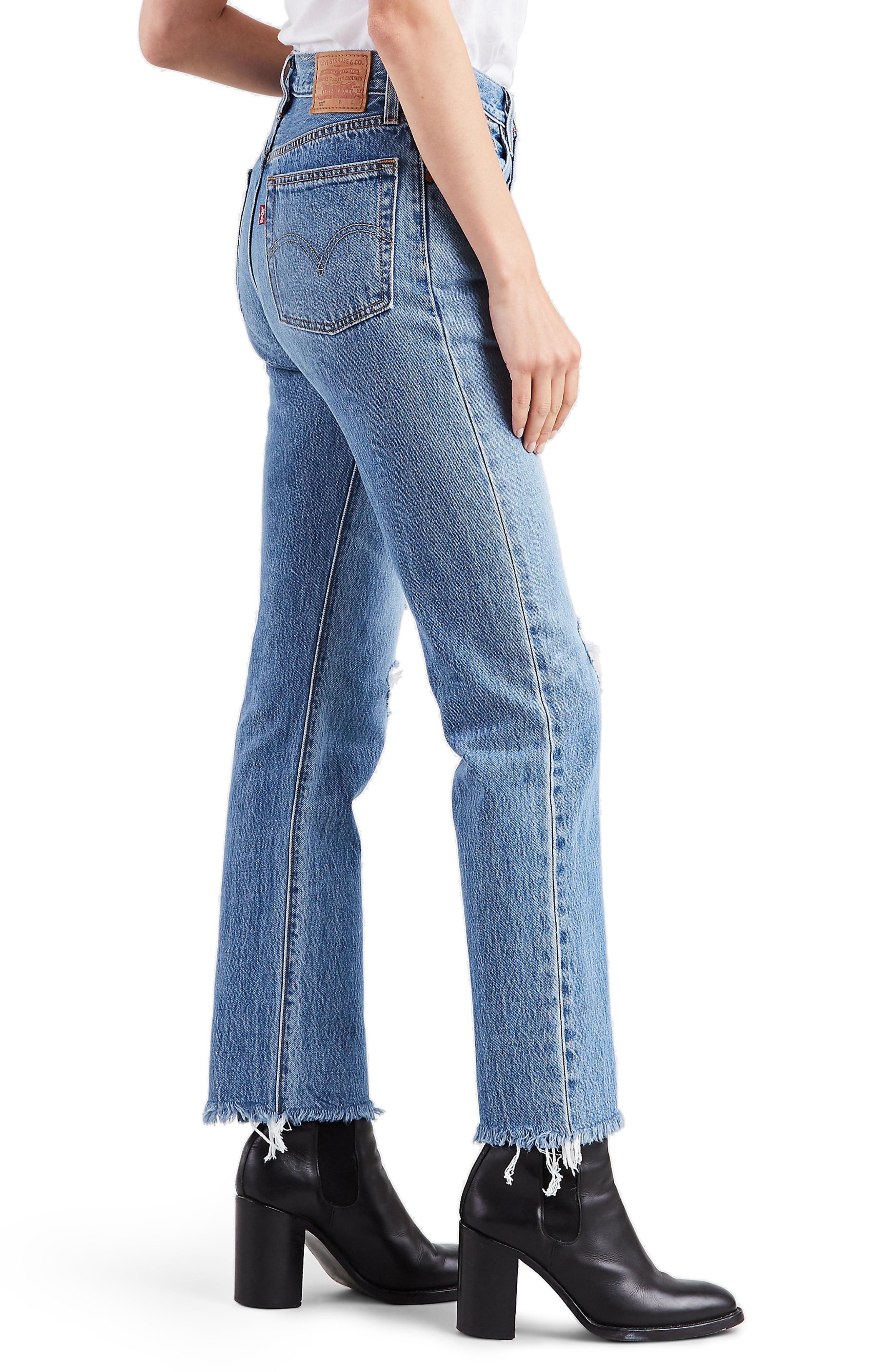 Levi's Denim 501 High Waist Ripped Fray Hem Skinny Jeans in Blue - Lyst