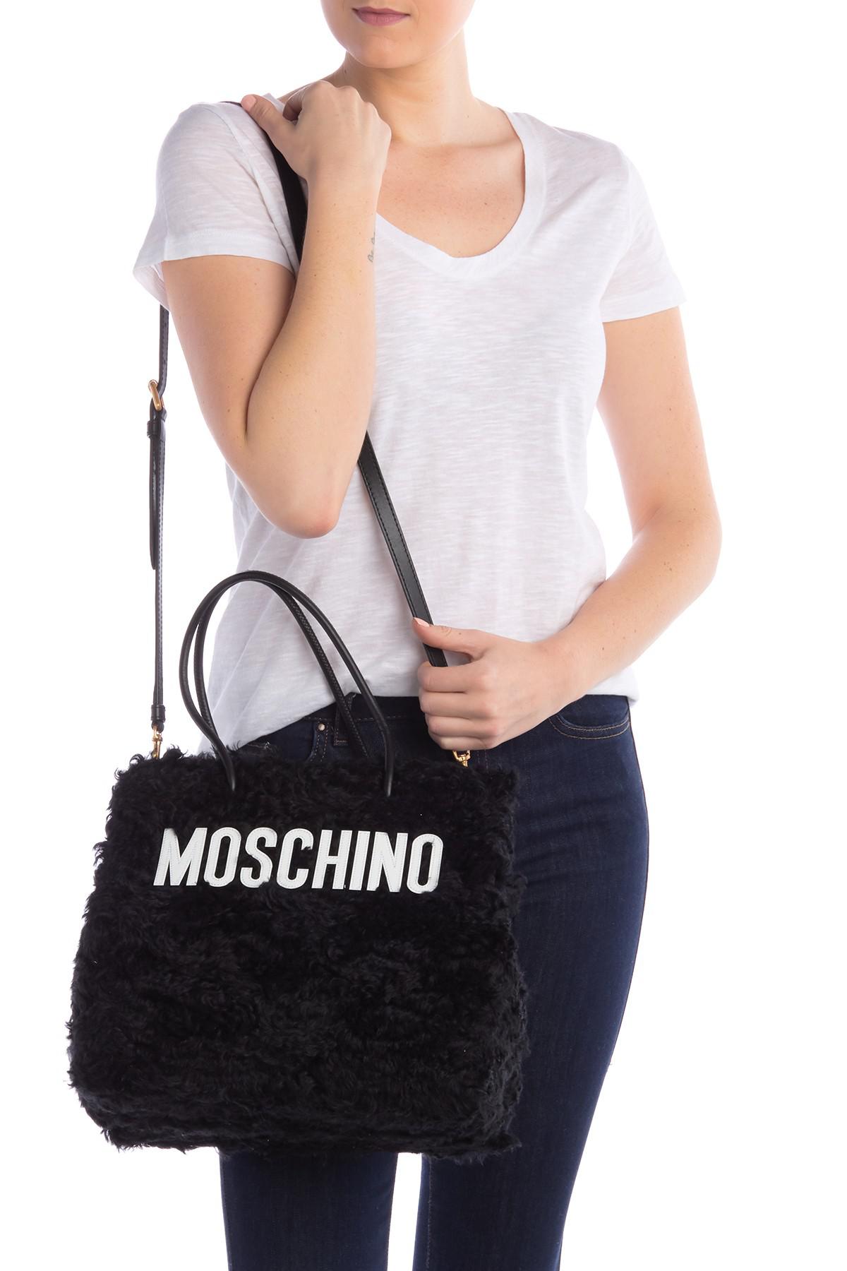 Moschino Mohair Brand Logo Tote Bag in 