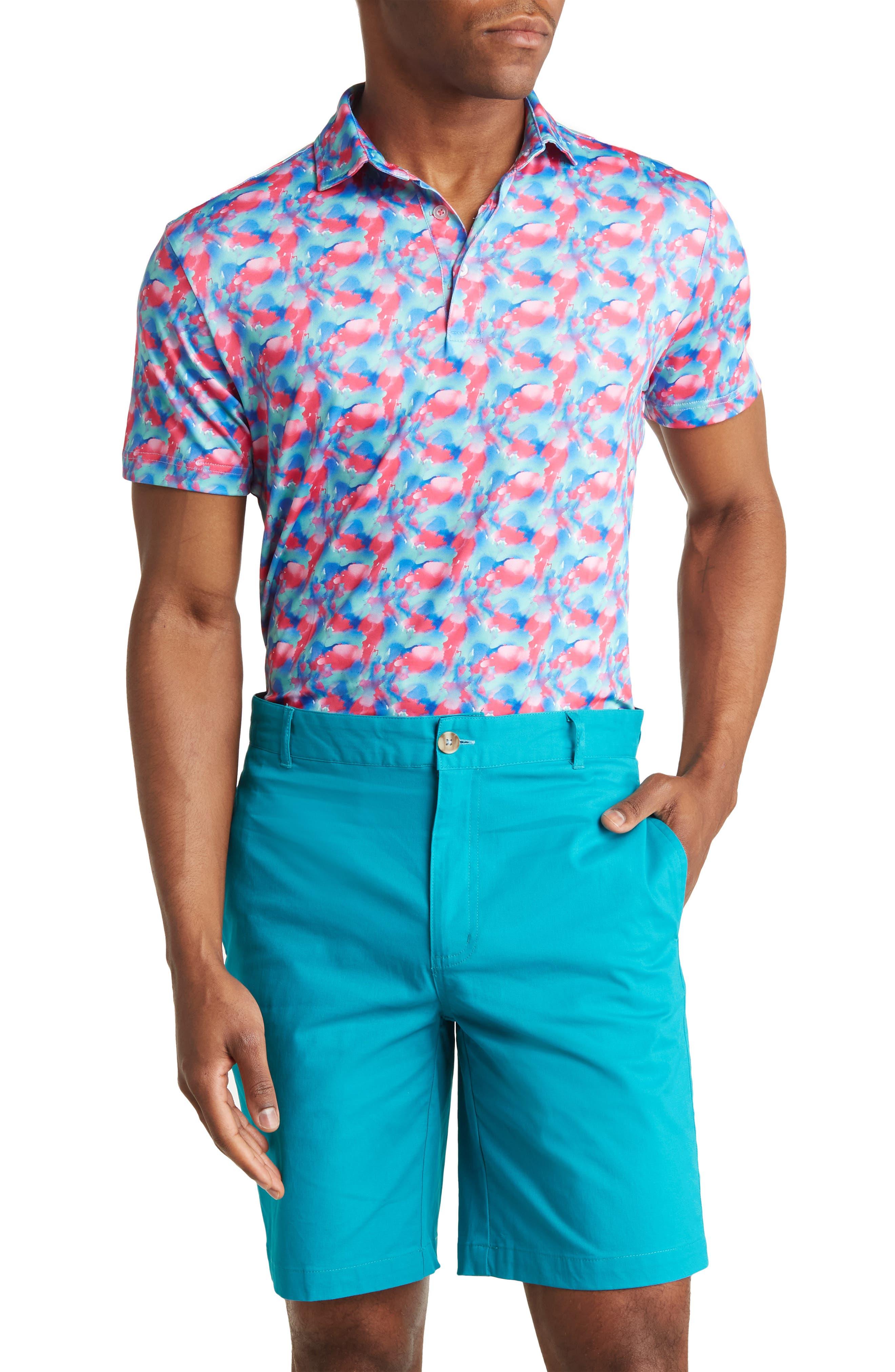 Tailorbyrd Splash Watercolor Print Performance Polo Shirt in Blue for ...