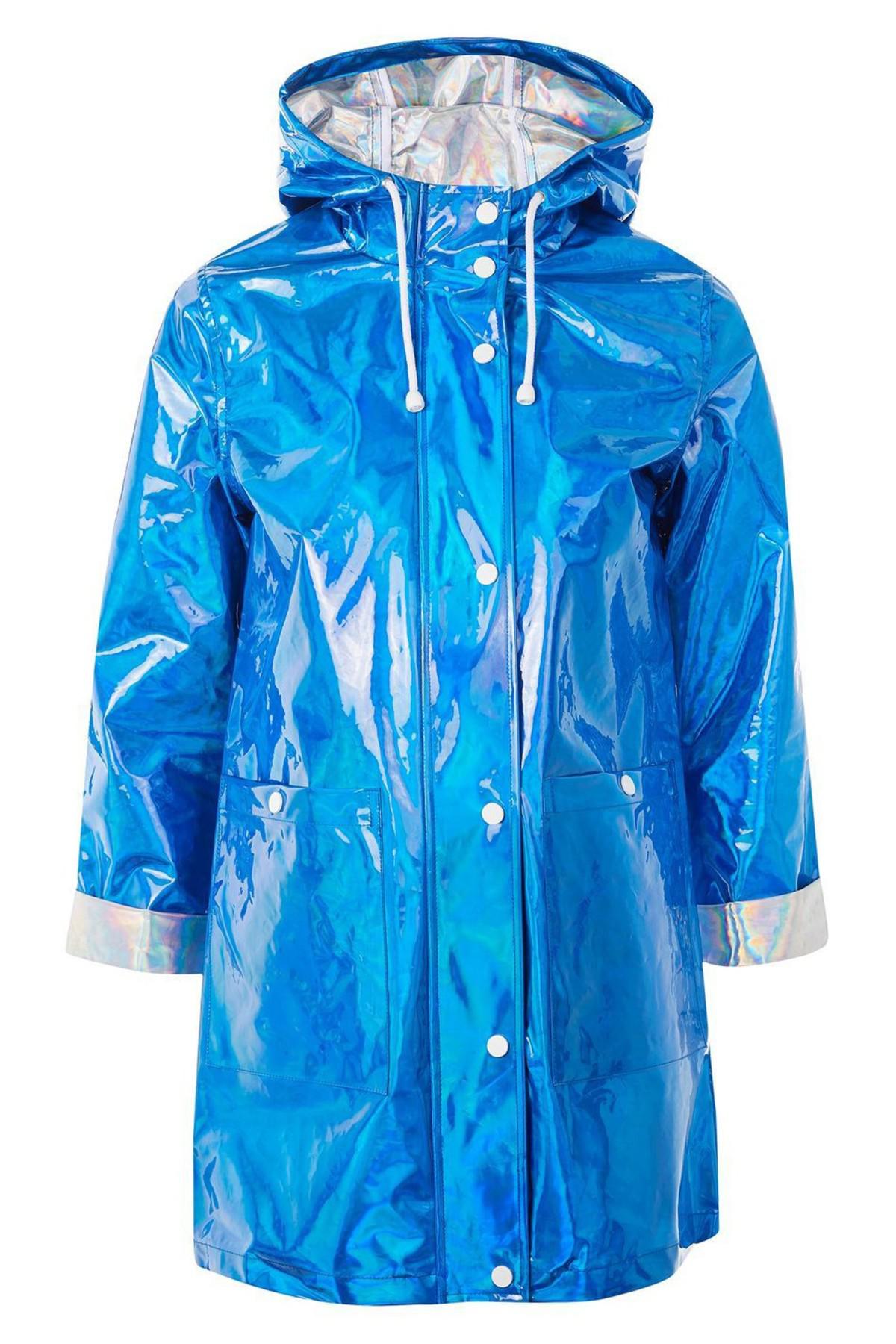 TOPSHOP Iridescent Rain Jacket in Blue - Lyst