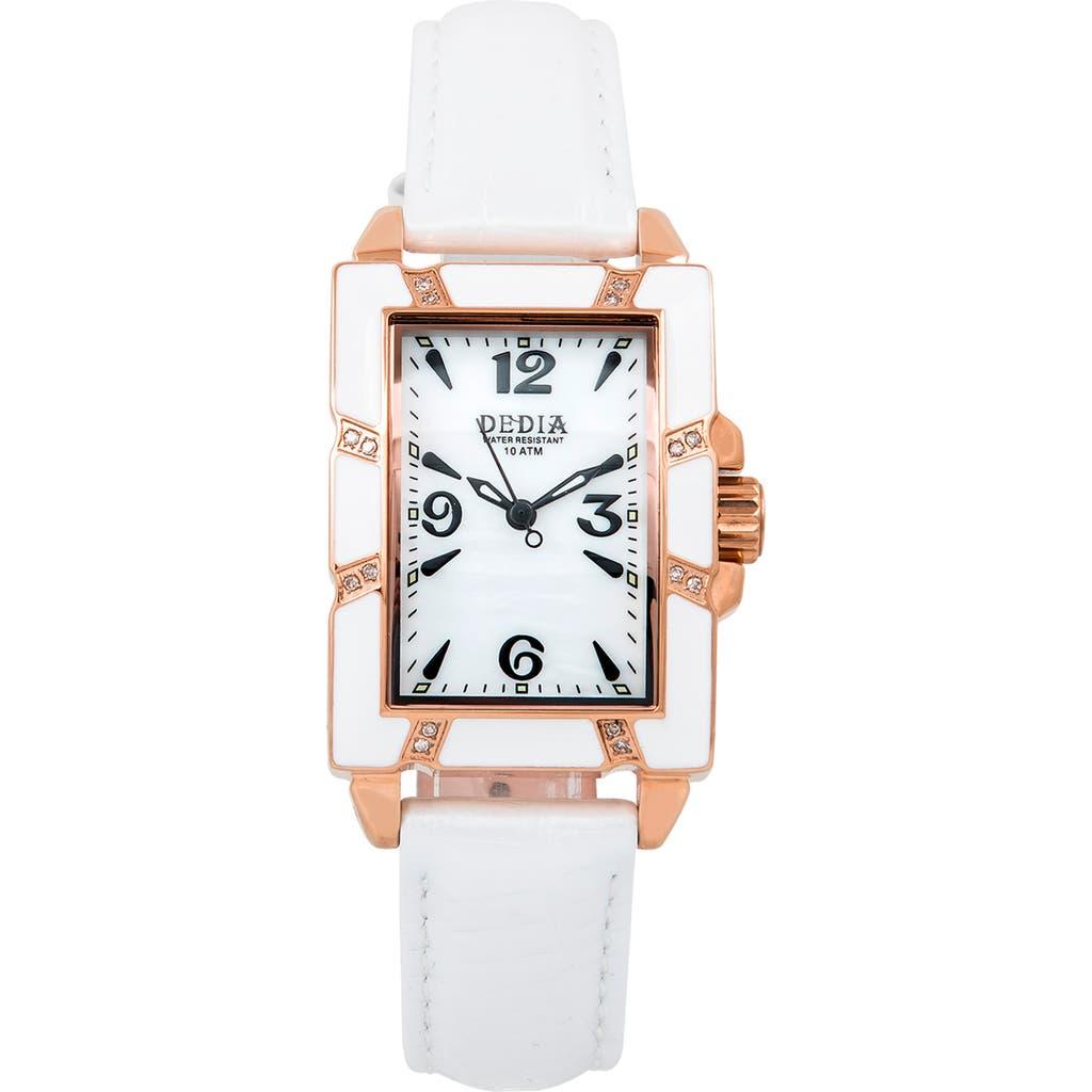 Aquaswiss Rose Gold Leather Strap Watch in White Lyst