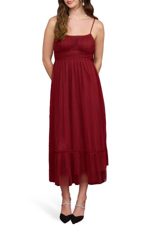 Blu Pepper Empire Waist Mesh Midi Dress in Red | Lyst
